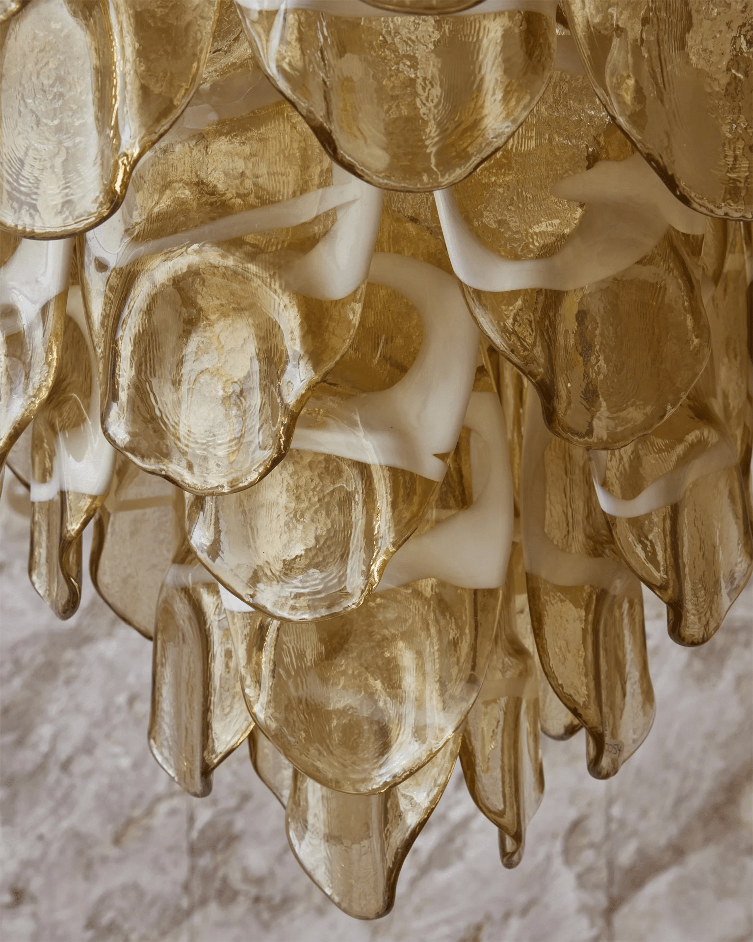 Aurora Chandelier Amber Murano Glass Oval Drops Layered - Blowlighting