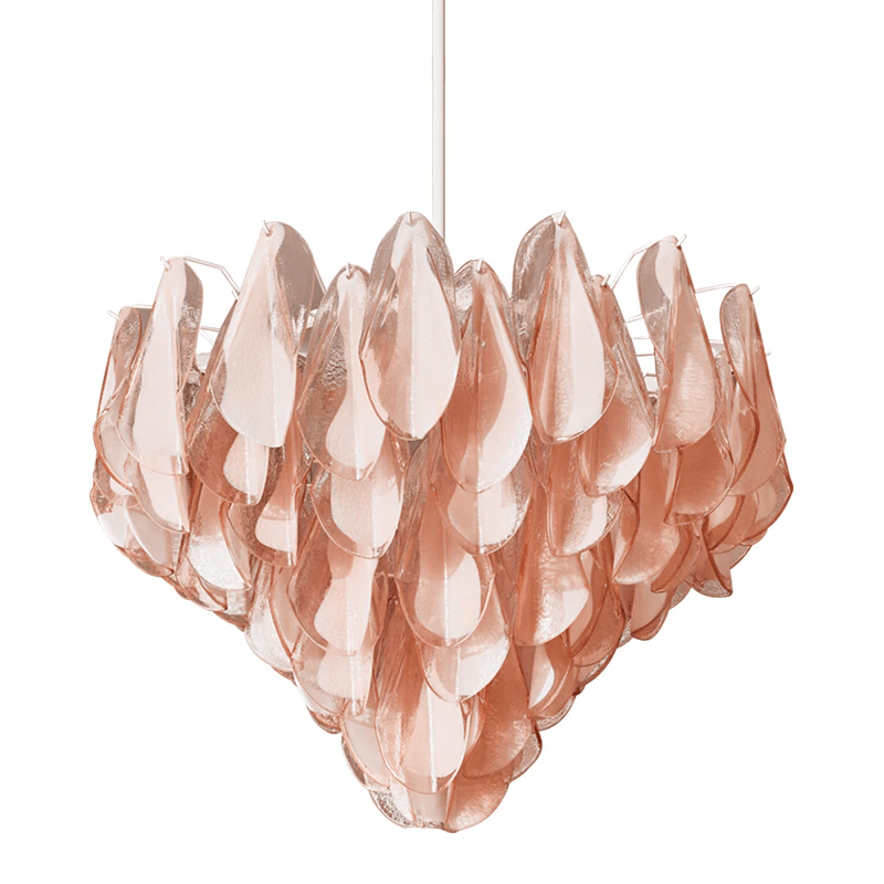 Aurora Chandelier Amber Murano Glass Oval Drops Layered - Blowlighting