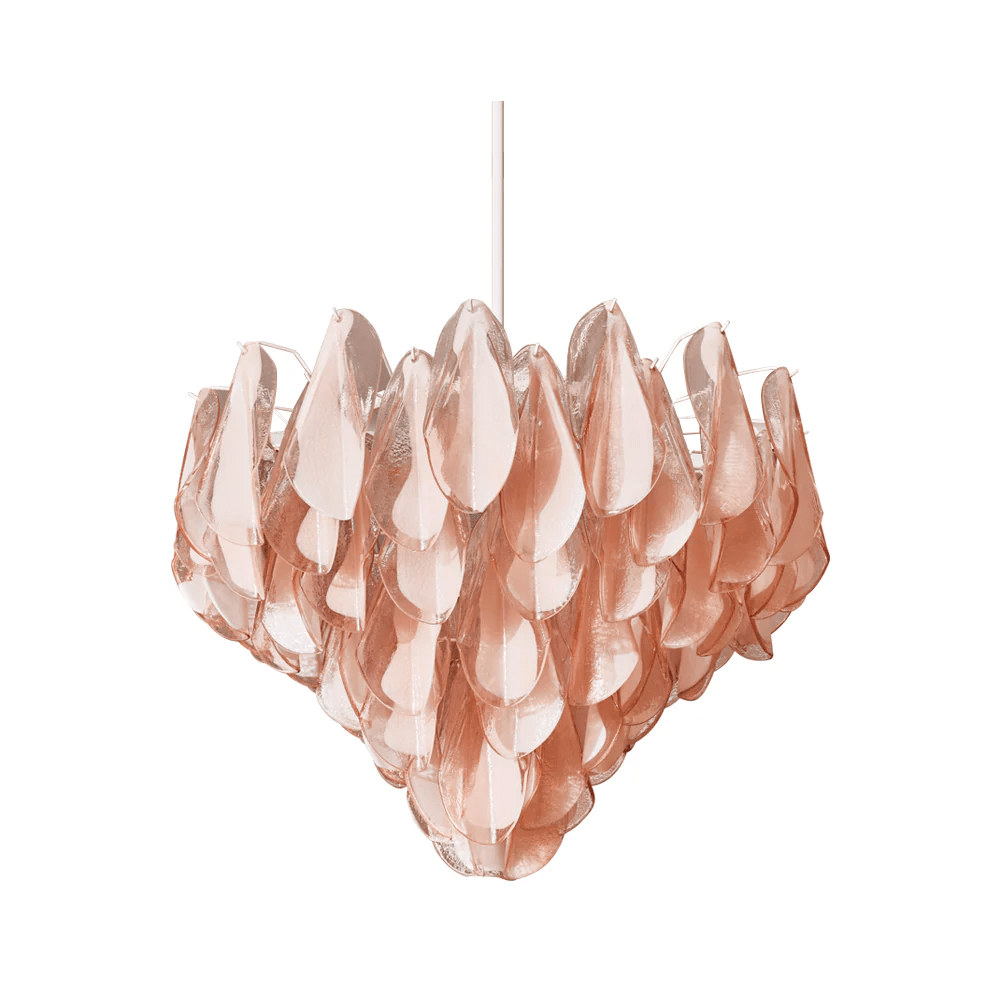 Aurora Chandelier Amber Murano Glass Oval Drops Layered - Blowlighting