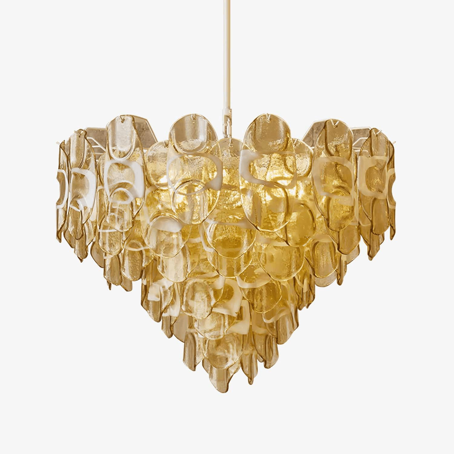 Aurora Chandelier Amber Murano Glass Oval Drops Layered - Blowlighting