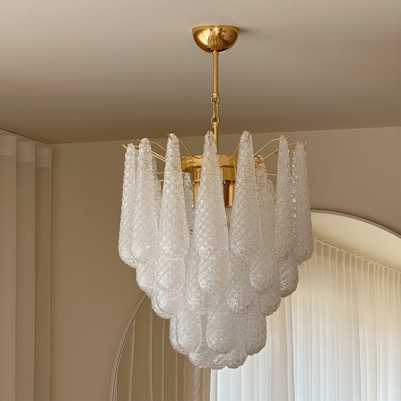 Aurora Chandelier Murano Glass Drops Frosted Teardrop - Blowlighting