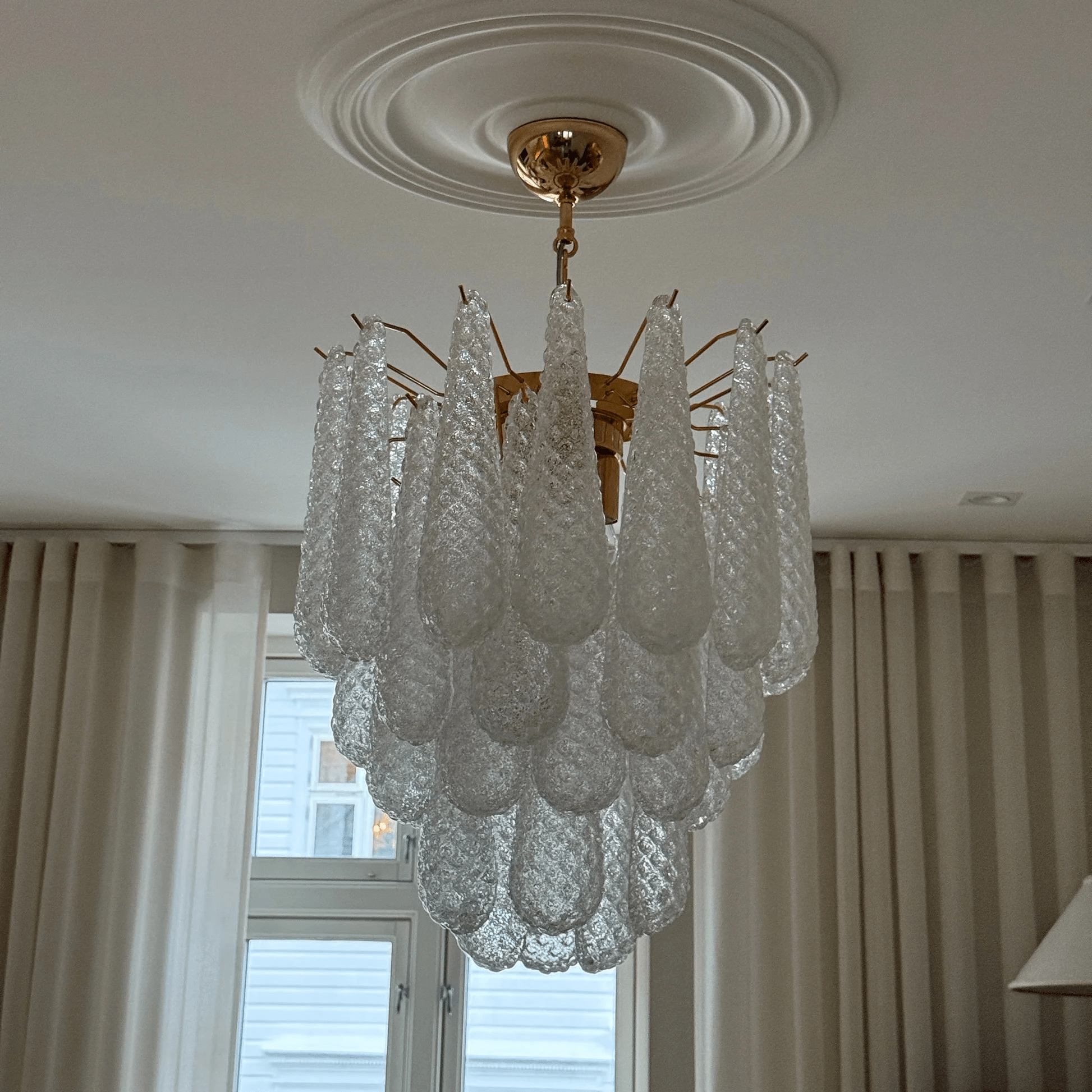 Aurora Chandelier Murano Glass Drops Frosted Teardrop - Blowlighting