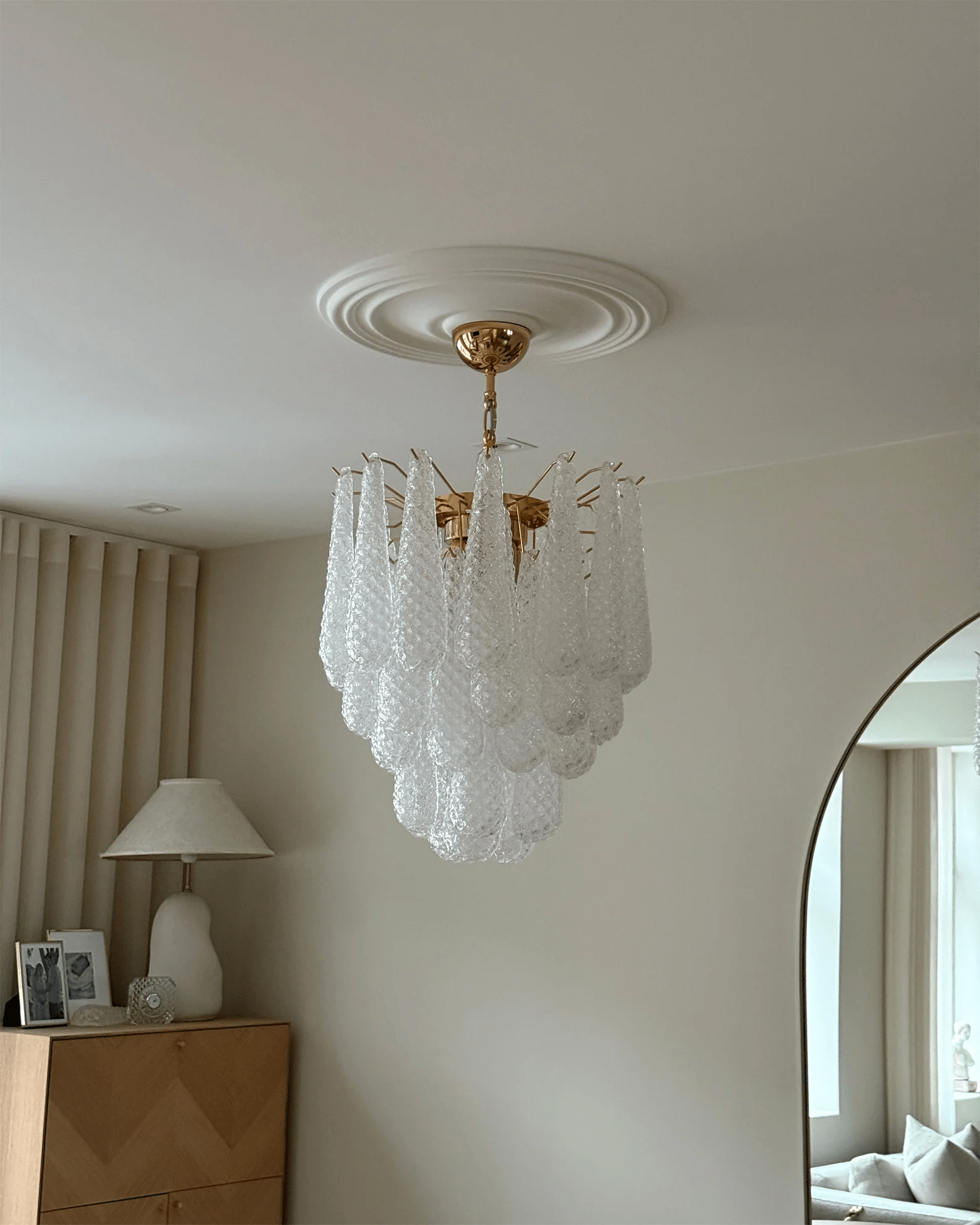 Aurora Chandelier Murano Glass Drops Frosted Teardrop - Blowlighting