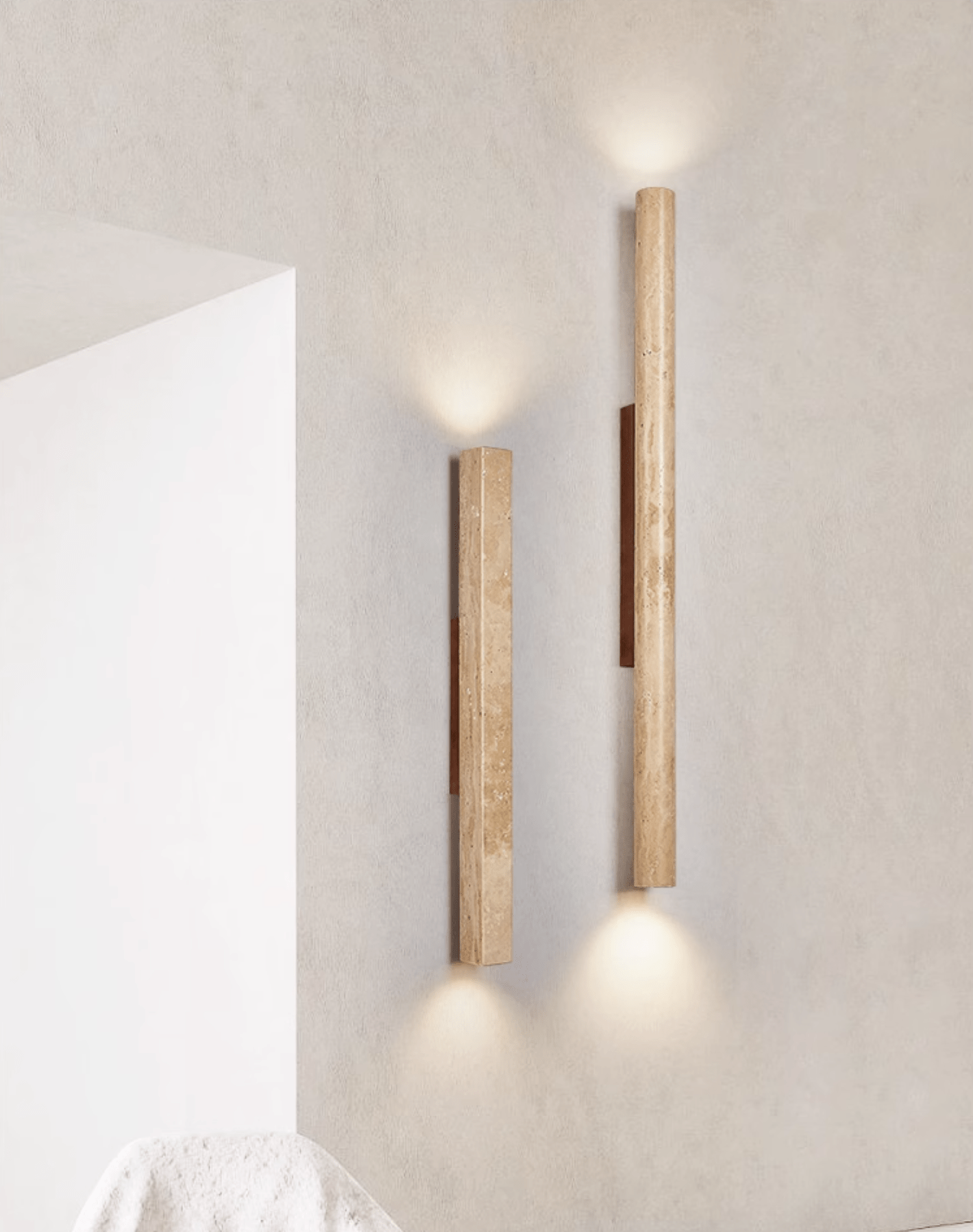 Cathais Minimalist Travertine Wall Light - Blowlighting