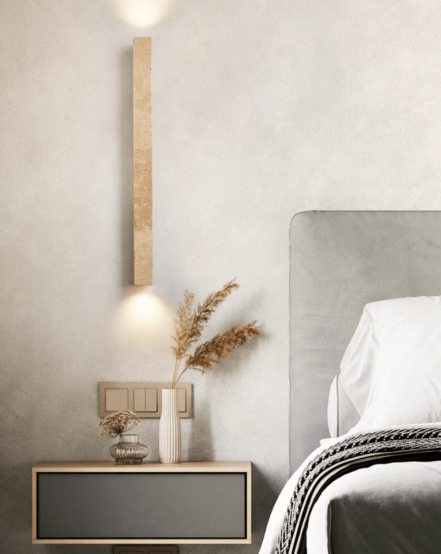 Cathais Minimalist Travertine Wall Light - Blowlighting