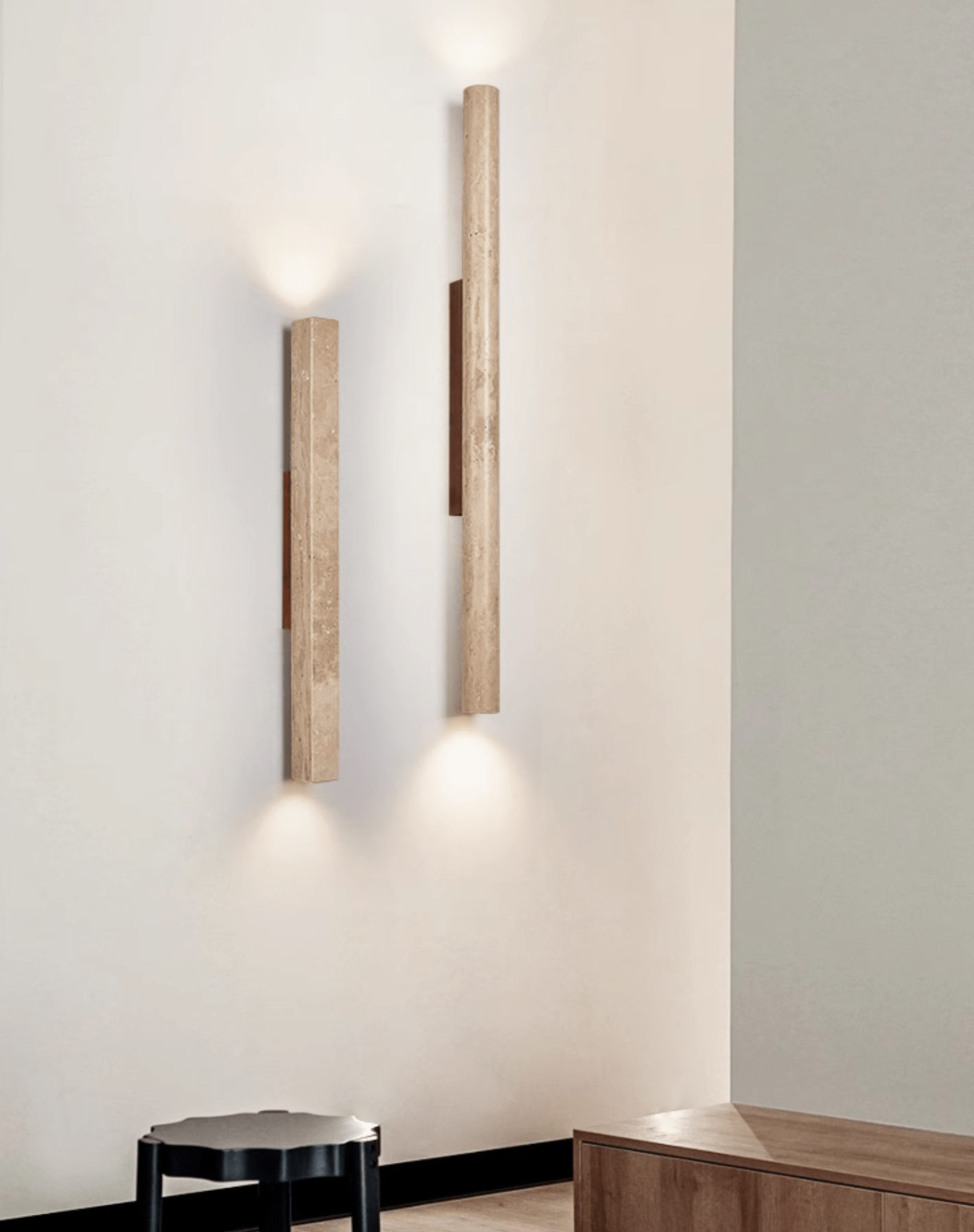 Cathais Minimalist Travertine Wall Light - Blowlighting