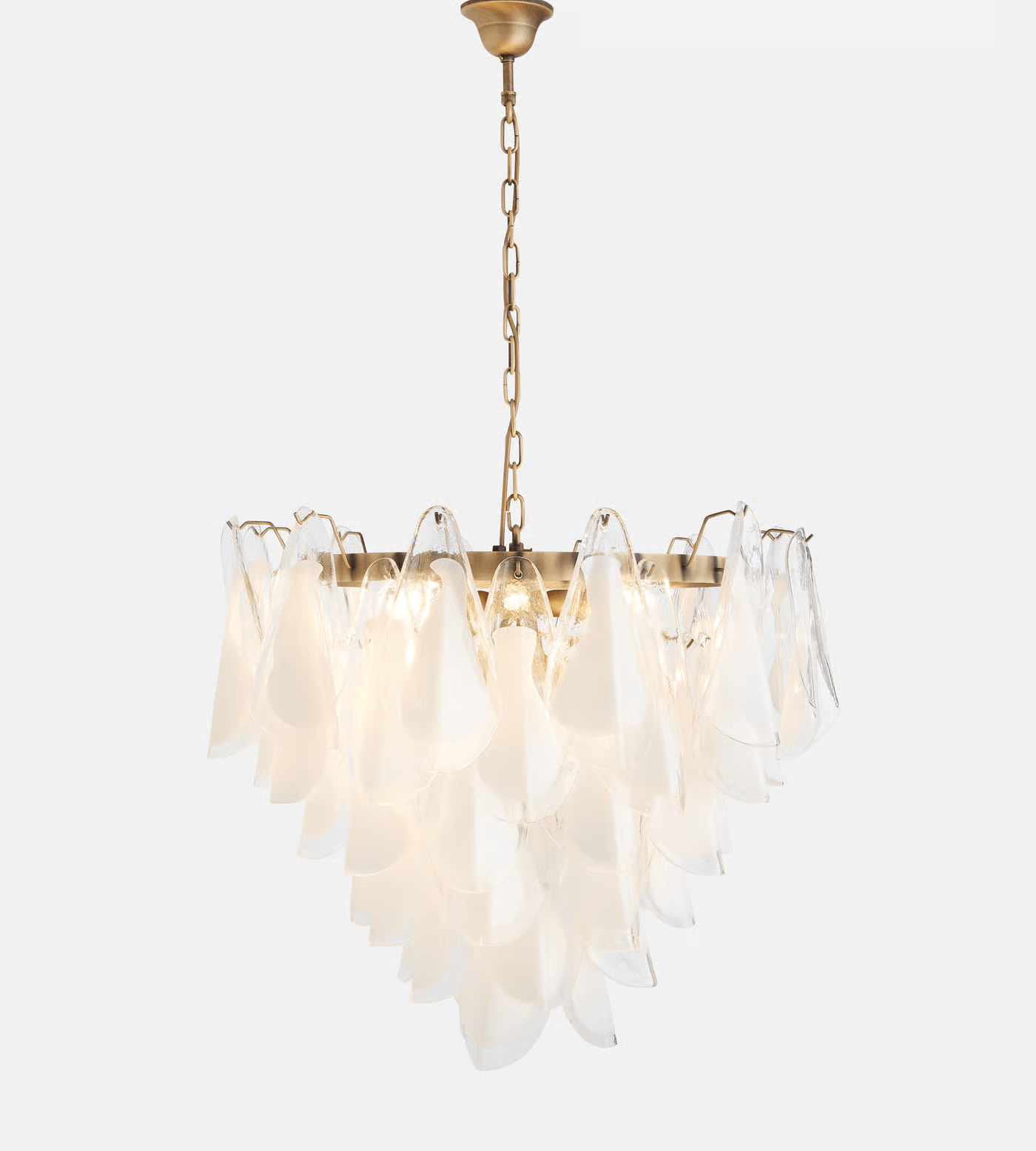 Aurora Chandelier White Leaf Glass Layered Modern - Blowlighting