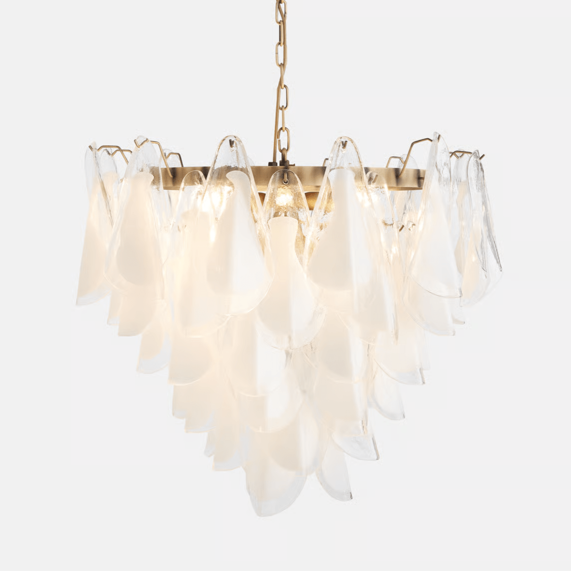 Aurora Chandelier White Leaf Glass Layered Modern - Blowlighting