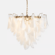 Aurora Chandelier White Leaf Glass Layered Modern - Blowlighting