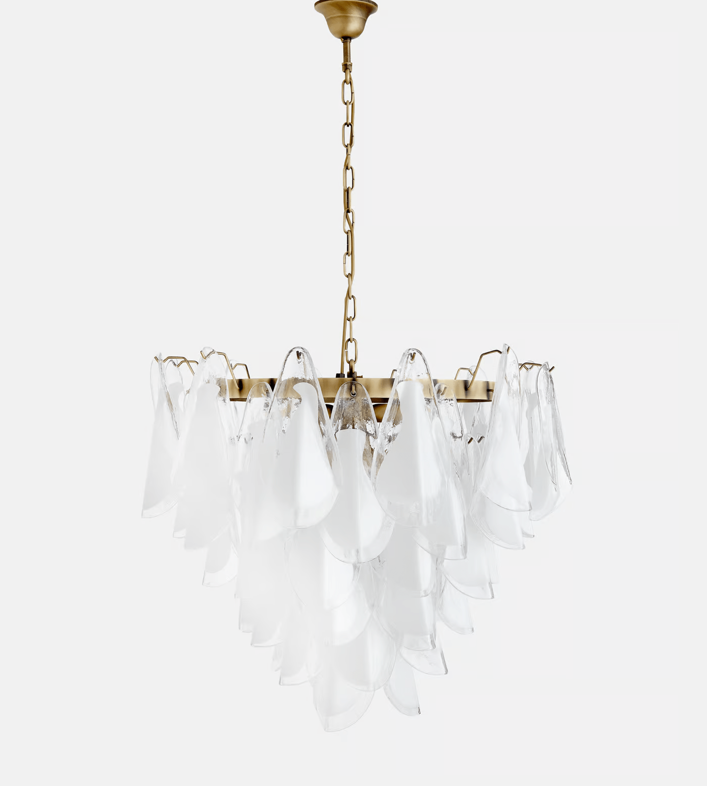 Aurora Chandelier White Leaf Glass Layered Modern - Blowlighting