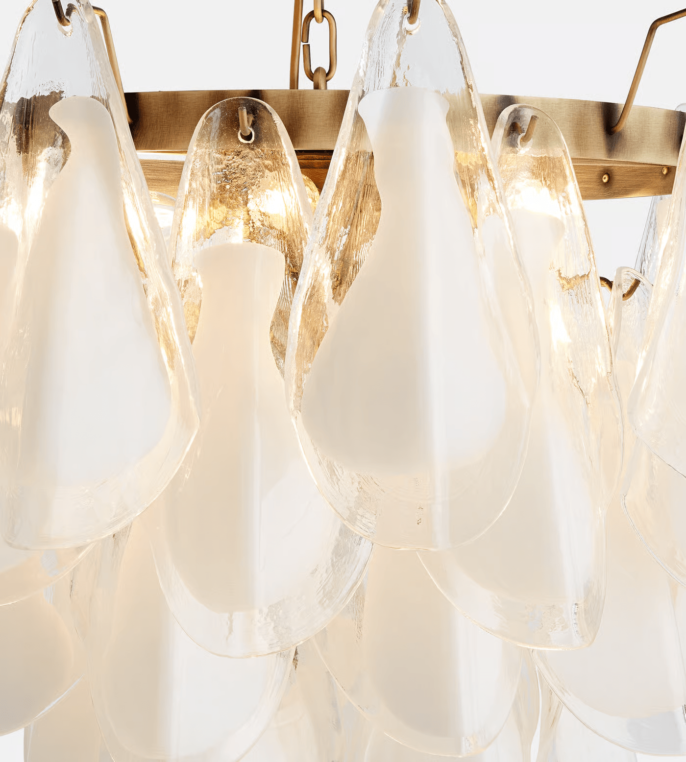 Aurora Chandelier White Leaf Glass Layered Modern - Blowlighting