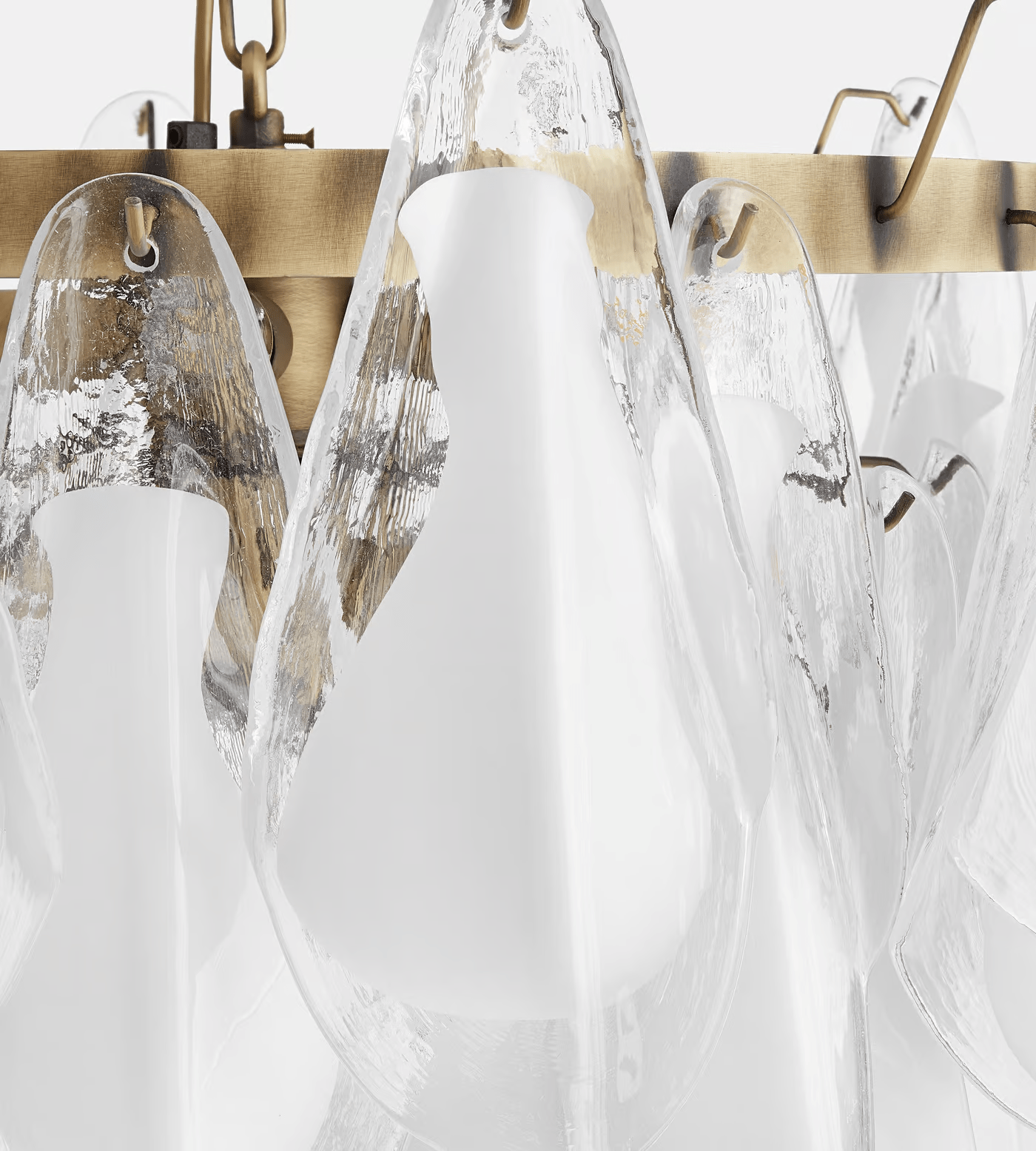 Aurora Chandelier White Leaf Glass Layered Modern - Blowlighting