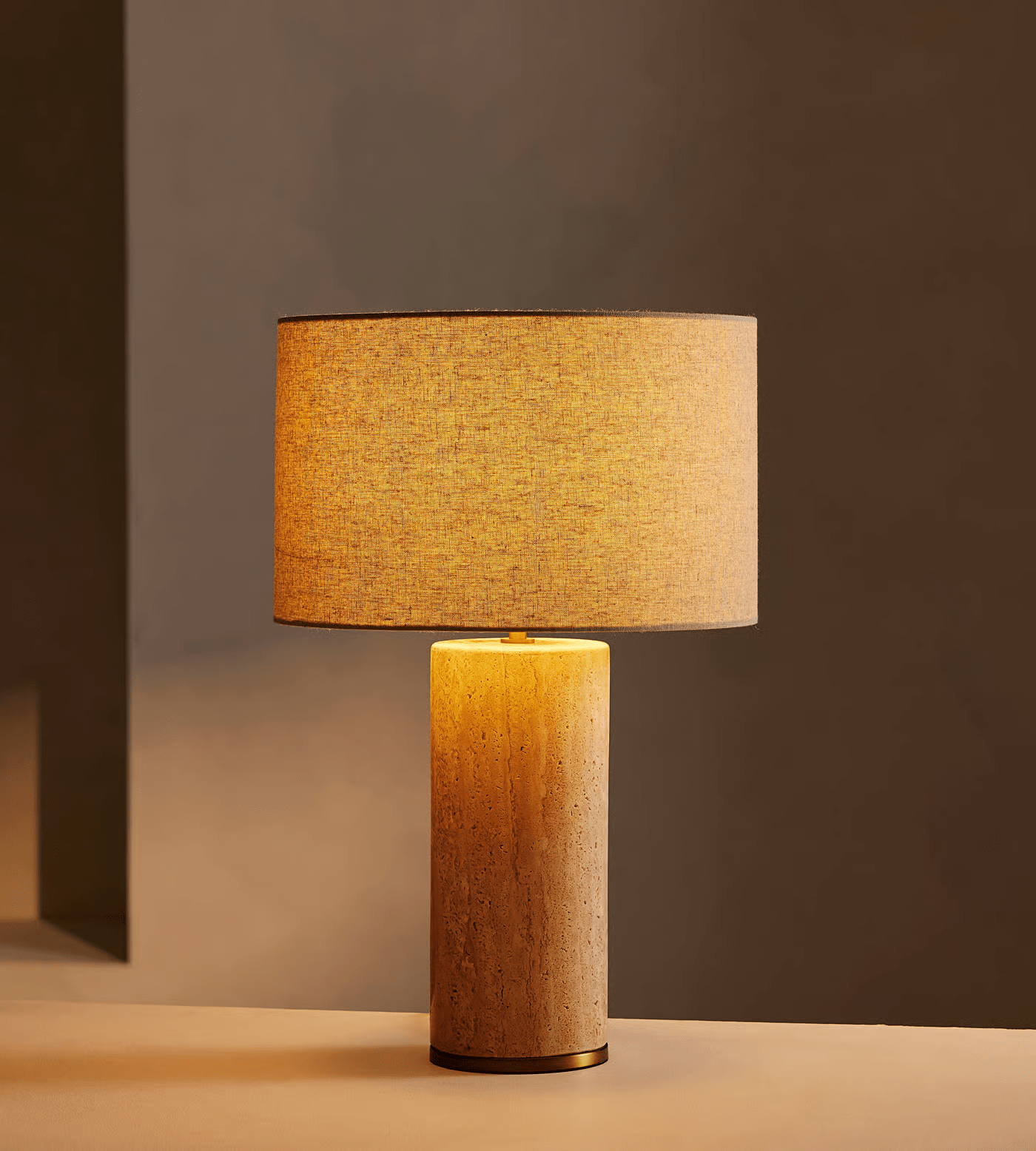 Vonoryra Cylindrical Travertine Table Lamp - Blowlighting