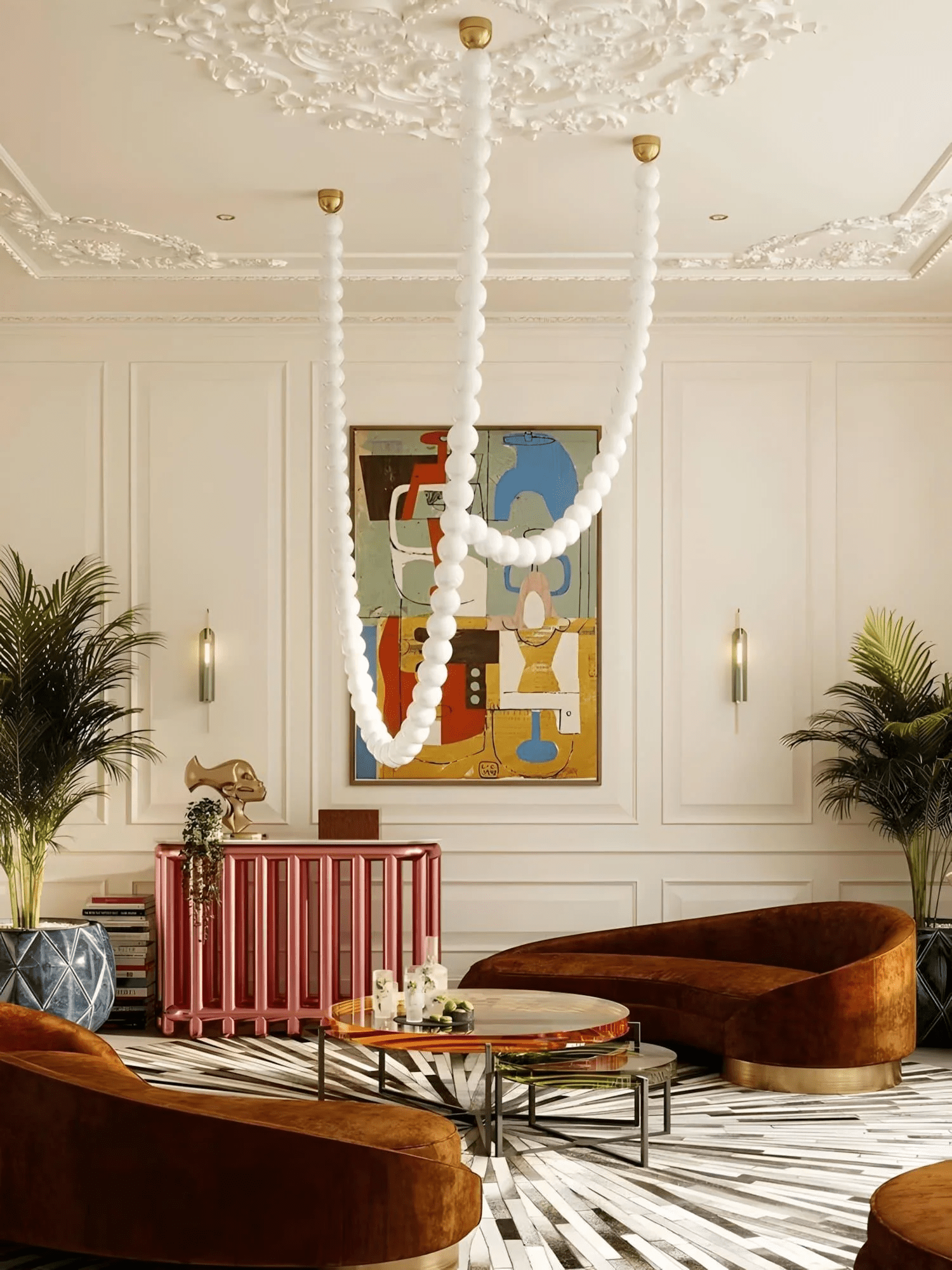 PearlCascade Glass Bead Chandelier - Blowlighting
