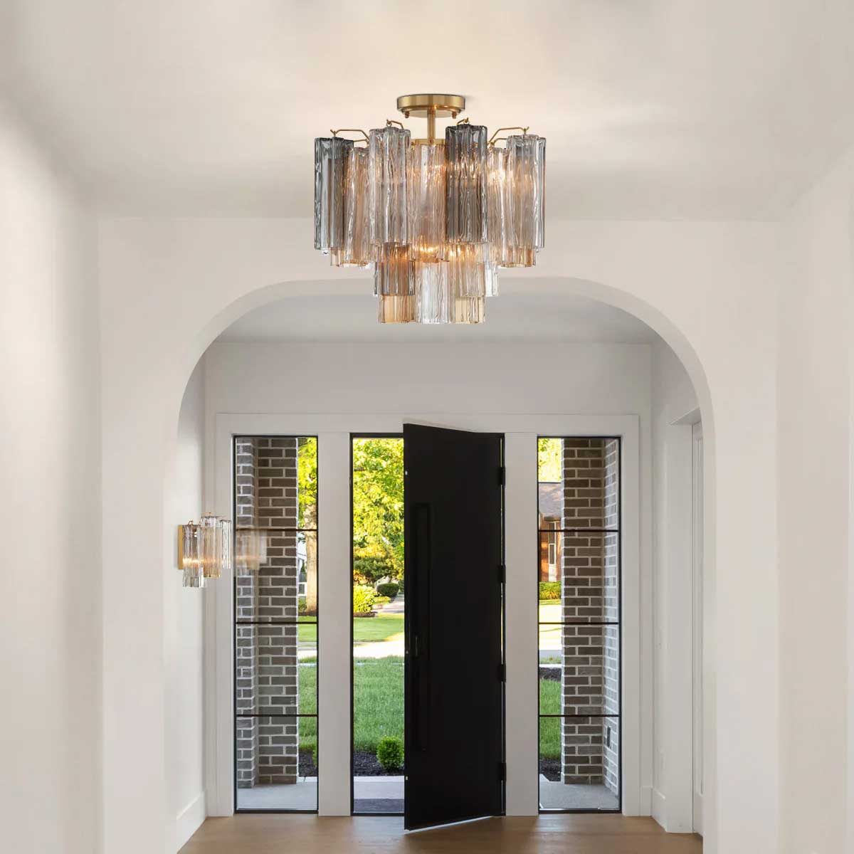 Aurora Ceiling Lamp Clear Murano Glass Tubular Handblown - Blowlighting