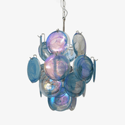 Aurora Chandelier Blue Murano Glass Disc Vintage - Blowlighting