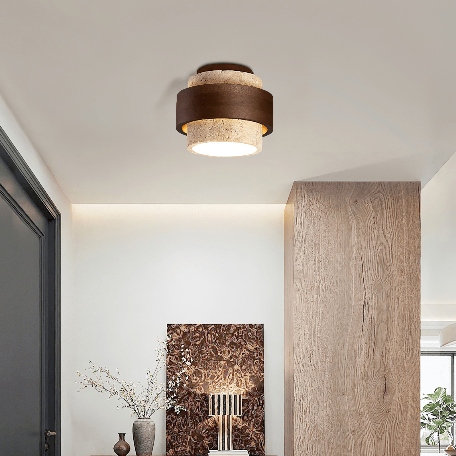 Eltalor Layered Ring Travertine Ceiling Light - Blowlighting