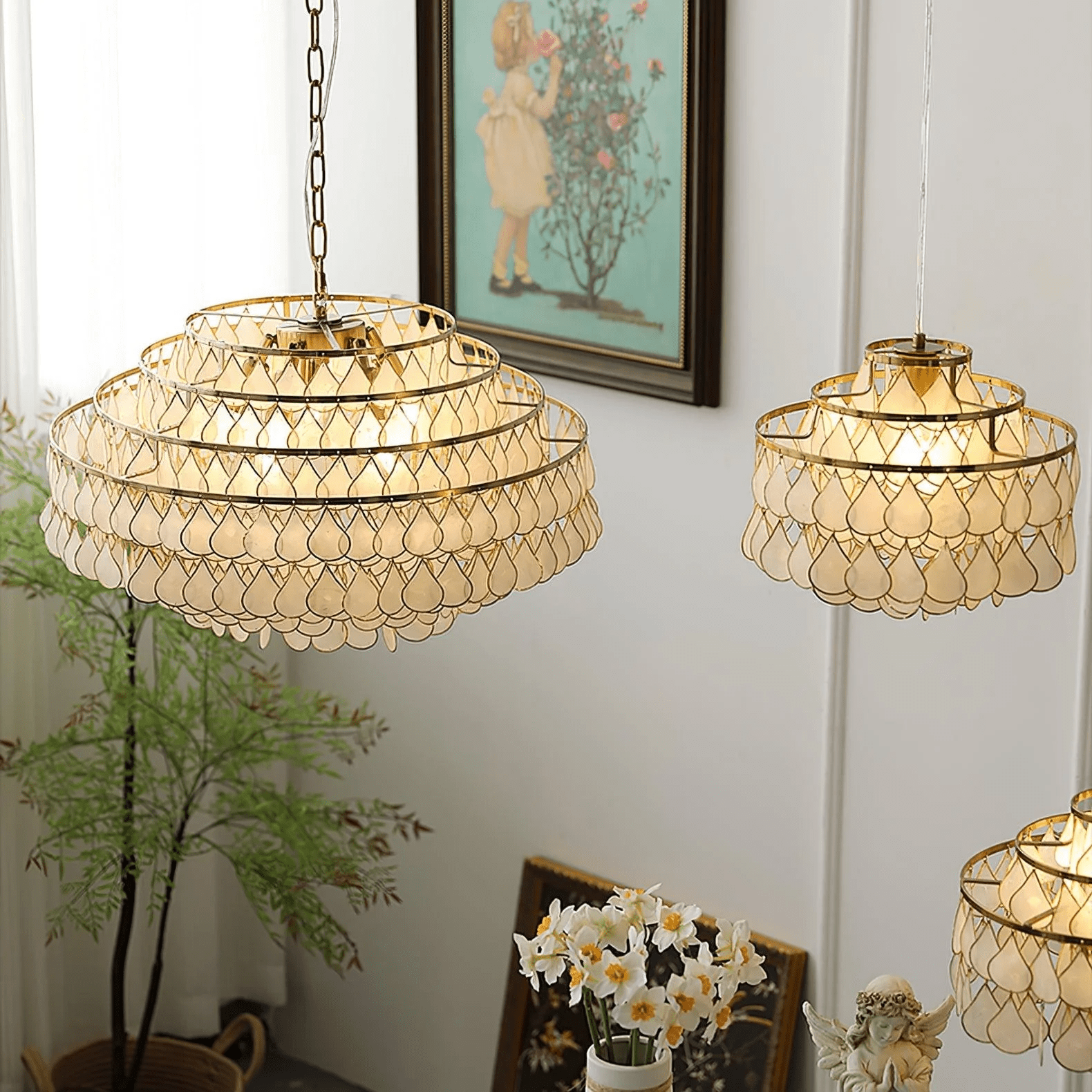 Teardrops Shell Chandelier - Blowlighting