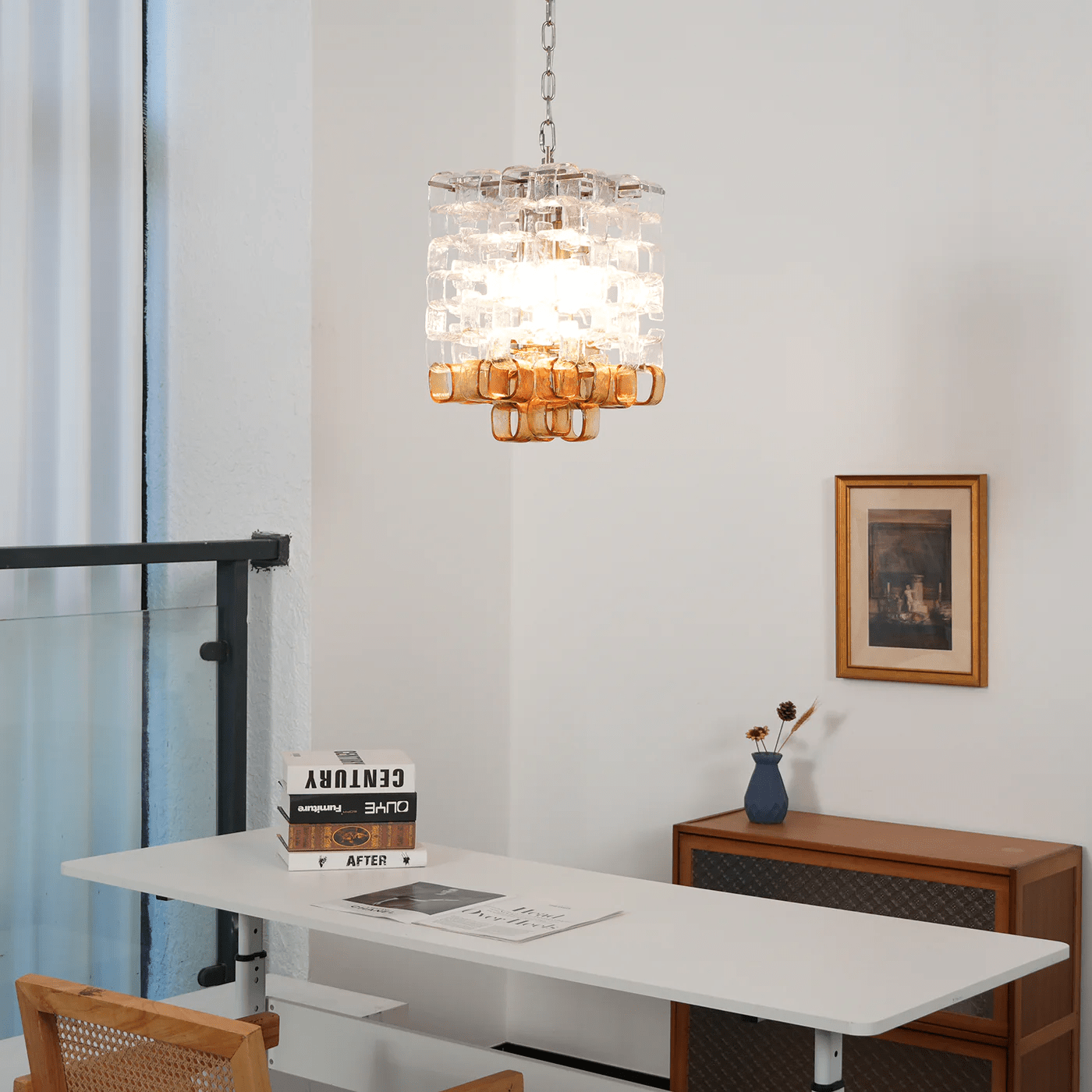 Aurora Chandelier Murano Glass Interlocking Geometric - Blowlighting