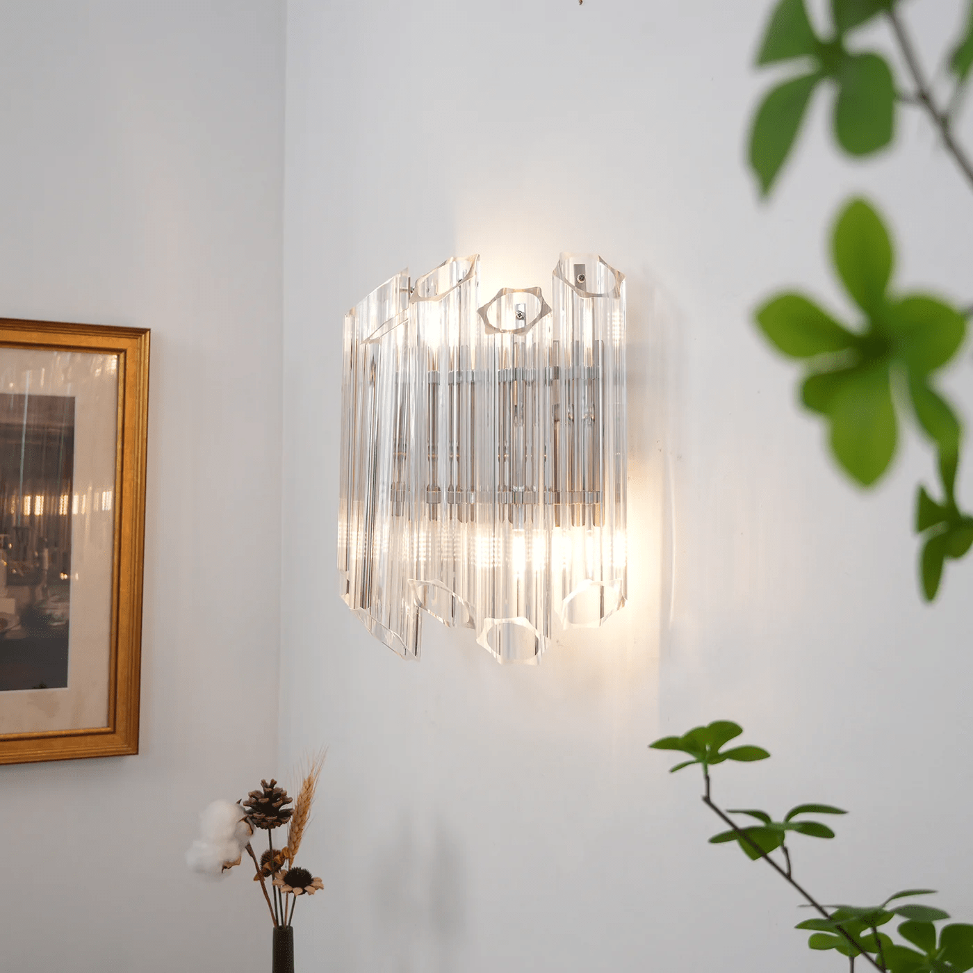 Aurora Wall Lamp Clear Murano Glass Tube Cascade - Blowlighting