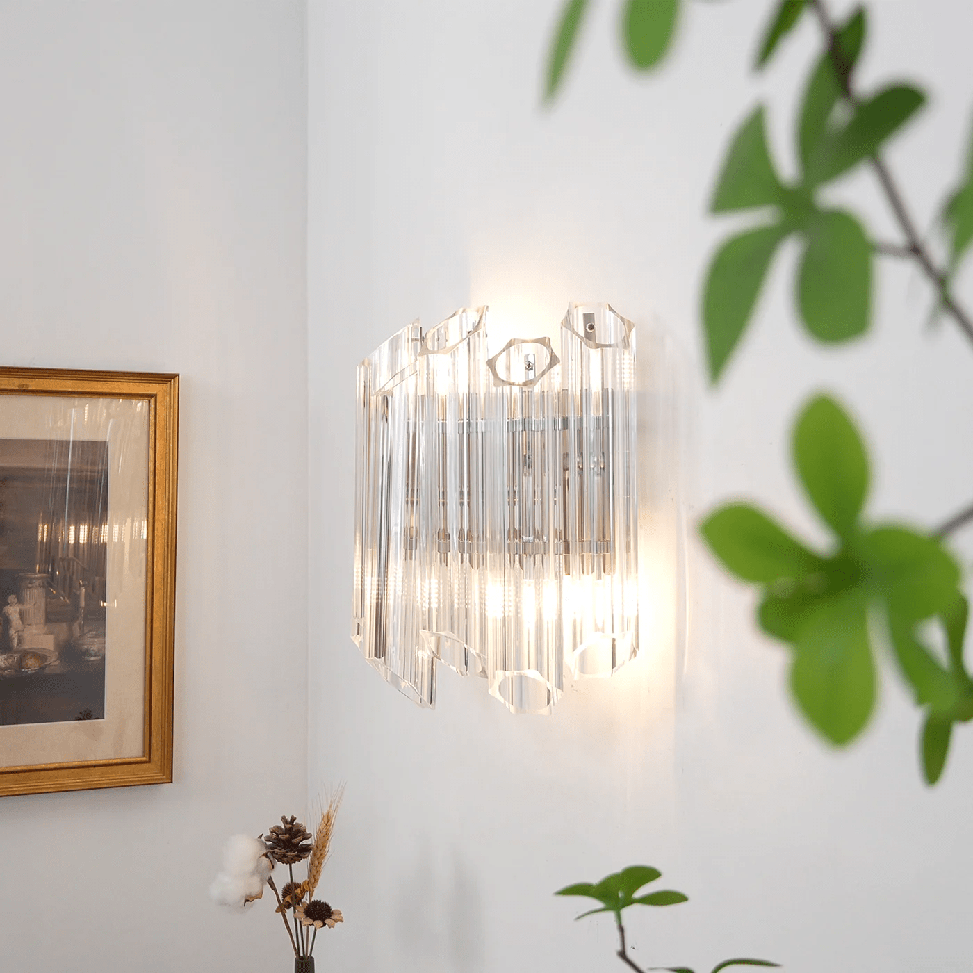 Aurora Wall Lamp Clear Murano Glass Tube Cascade - Blowlighting