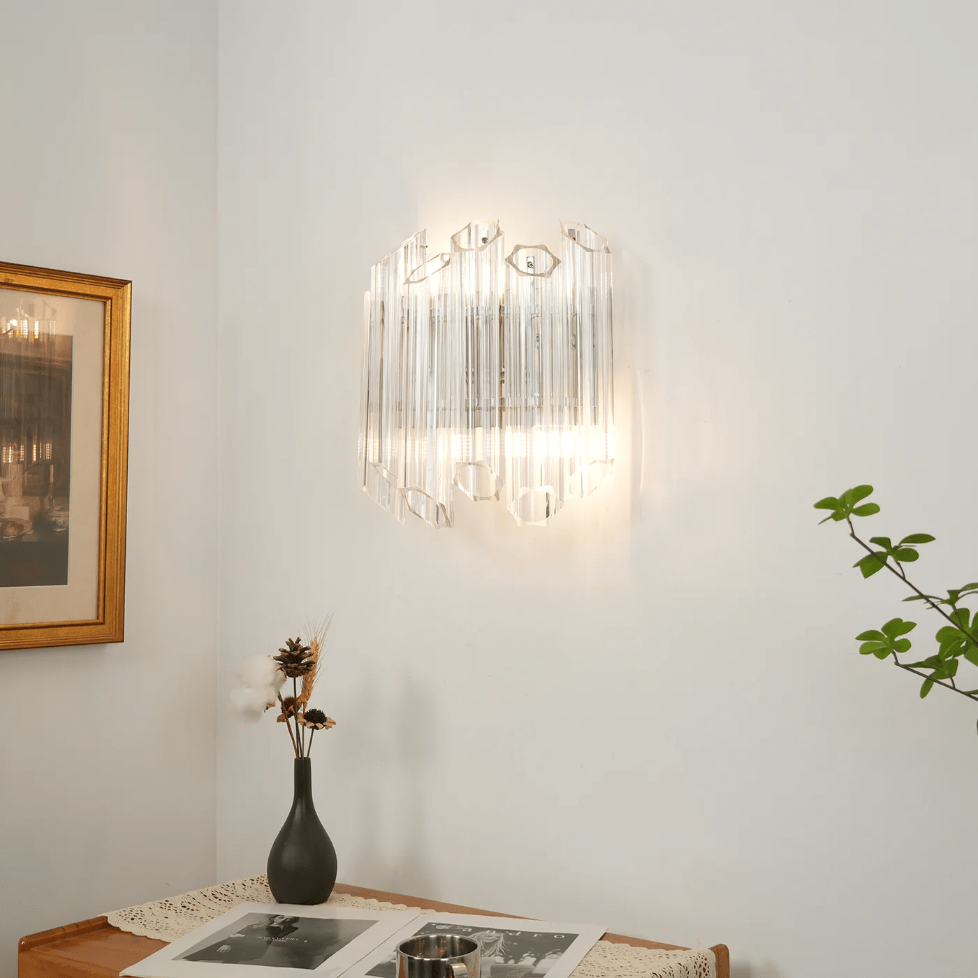 Aurora Wall Lamp Clear Murano Glass Tube Cascade - Blowlighting