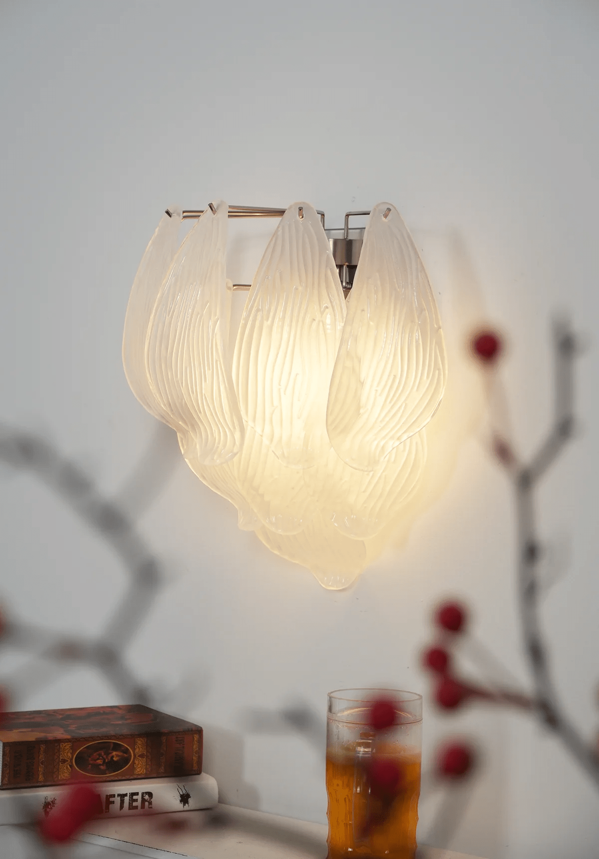 Aurora Wall Lamp Murano Glass Petal Frosted Cascading - Blowlighting