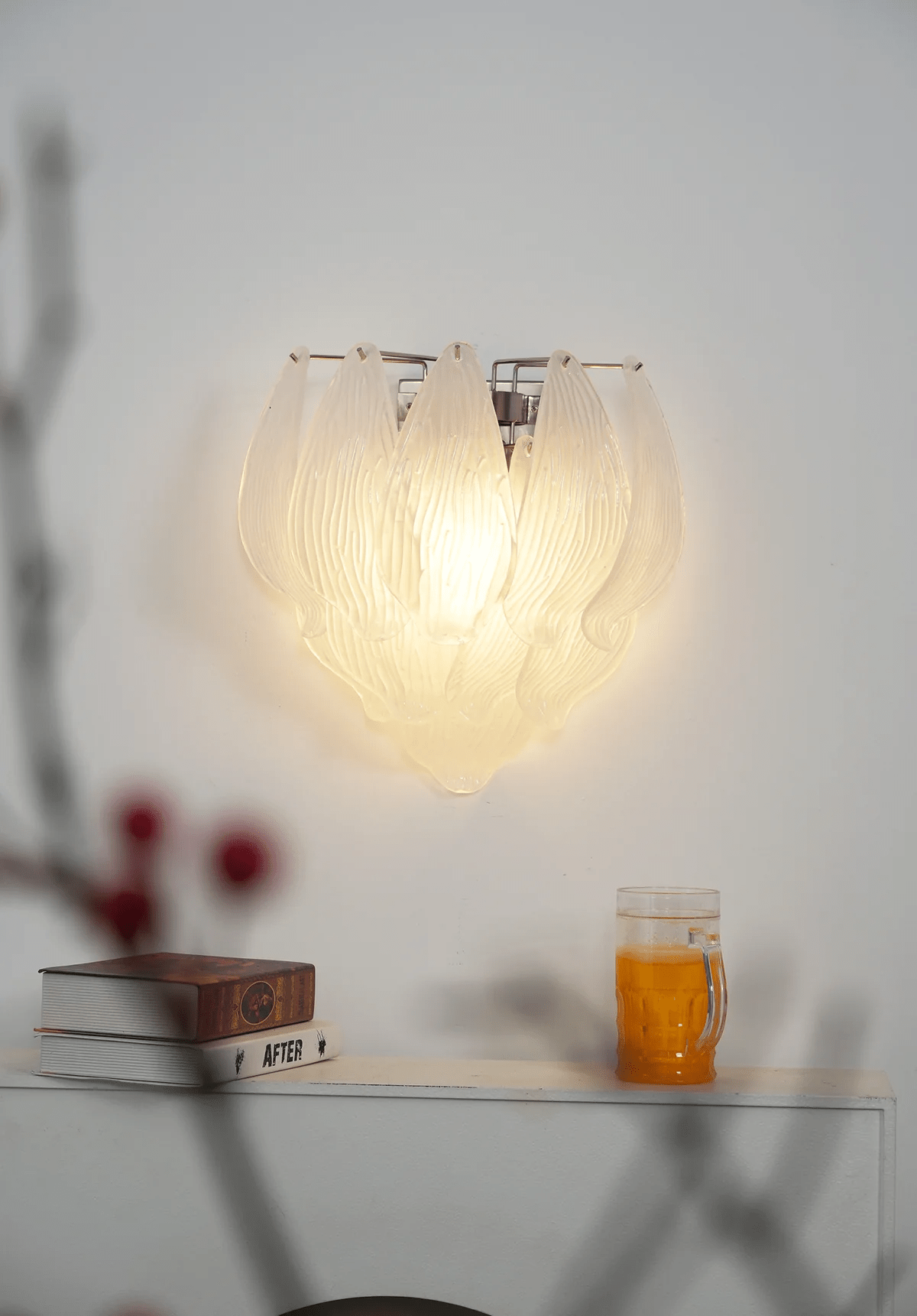 Aurora Wall Lamp Murano Glass Petal Frosted Cascading - Blowlighting