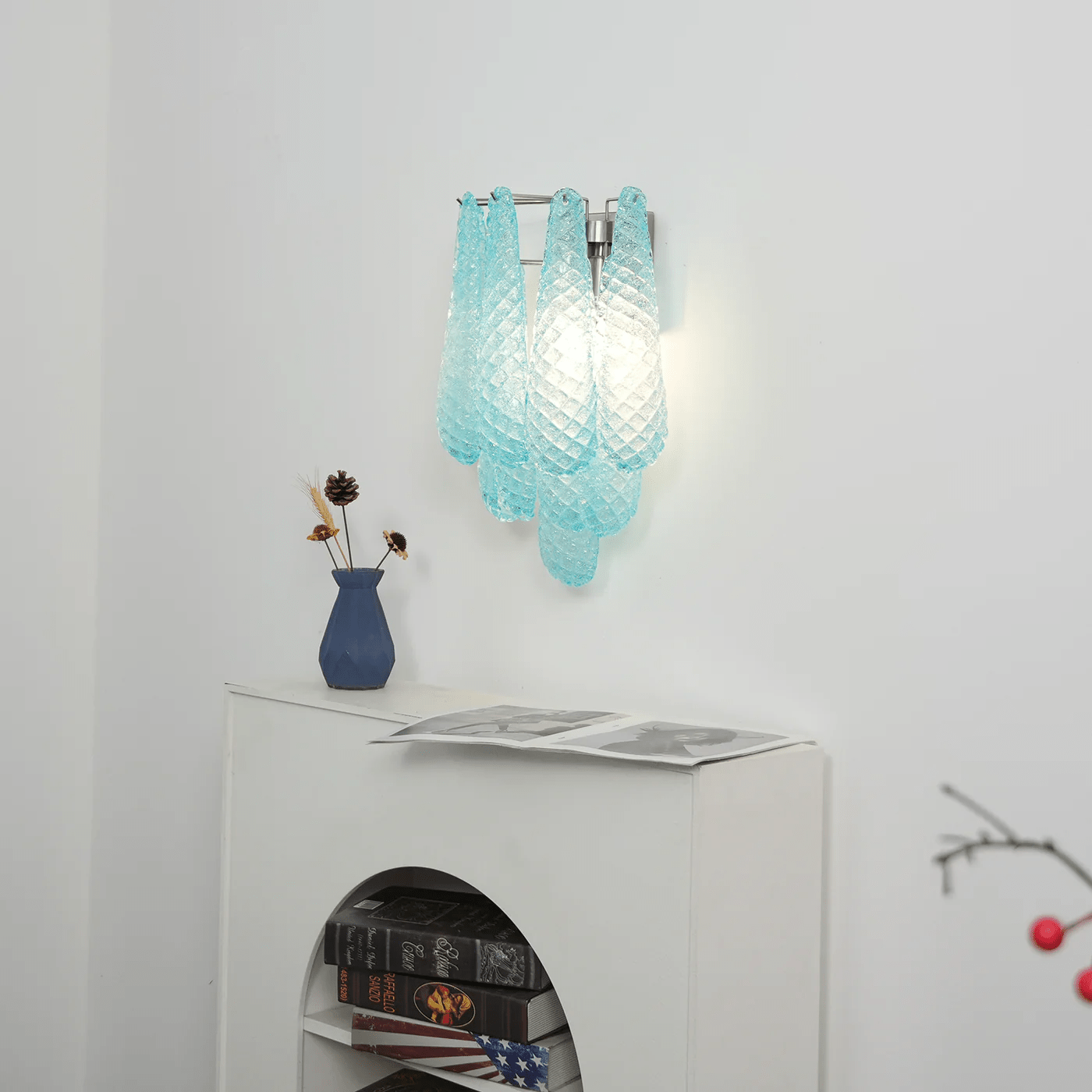 Aurora Wall Lamp Pink Teardrop Glass Floral Artistic - Blowlighting