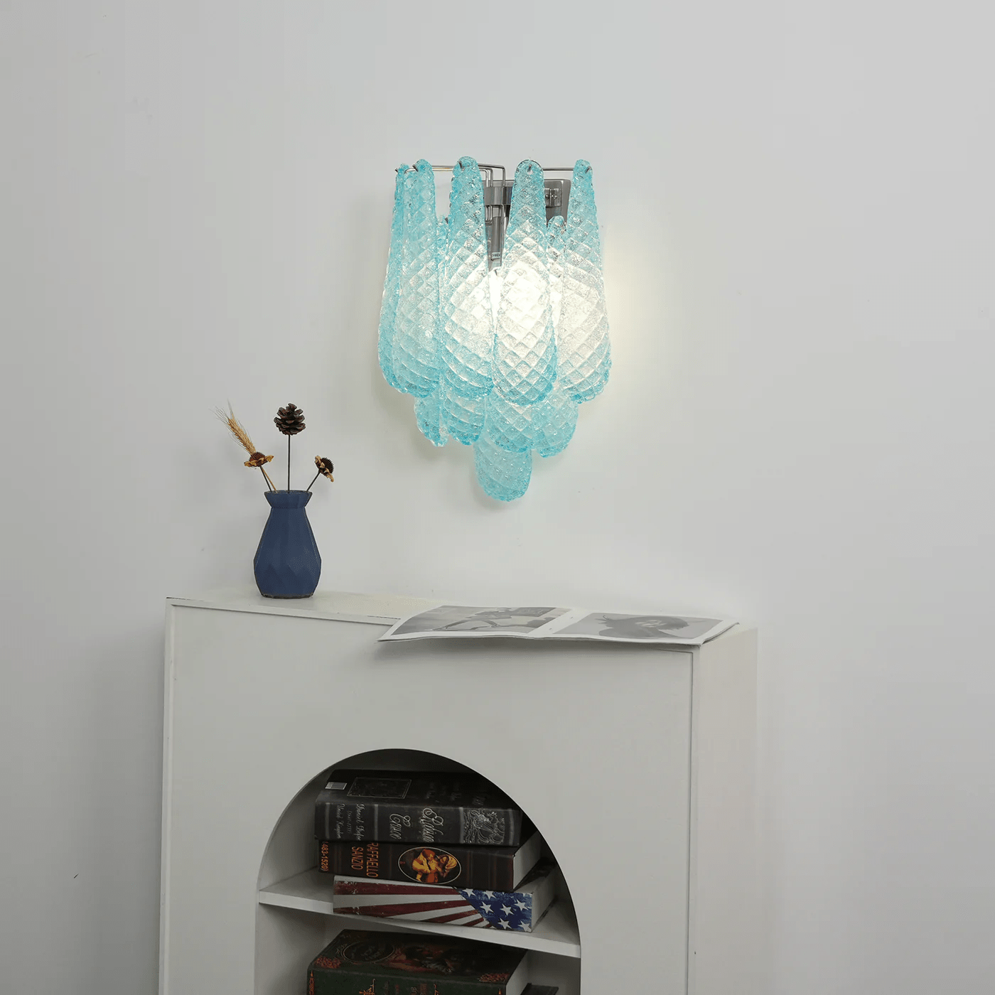 Aurora Wall Lamp Pink Teardrop Glass Floral Artistic - Blowlighting