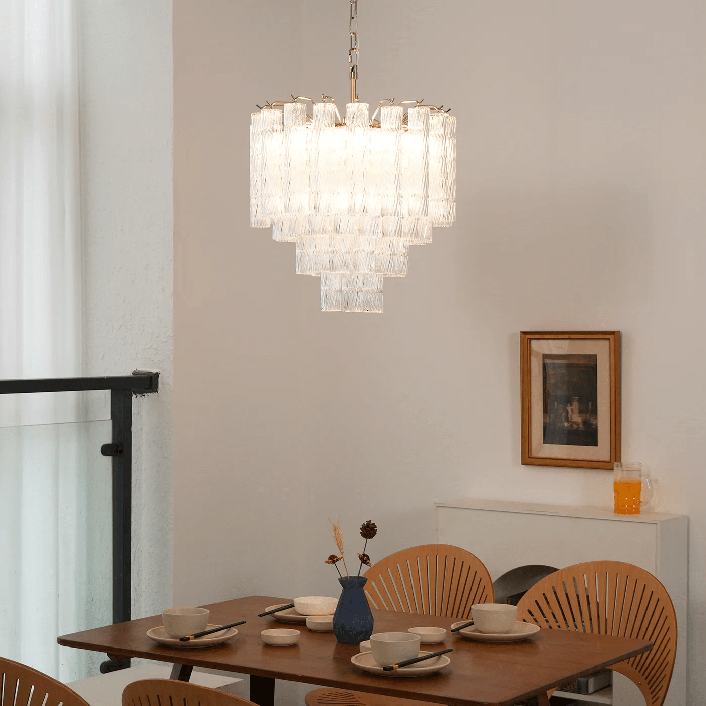 Aurora Chandelier Murano Glass Tiered Cascading Waves - Blowlighting