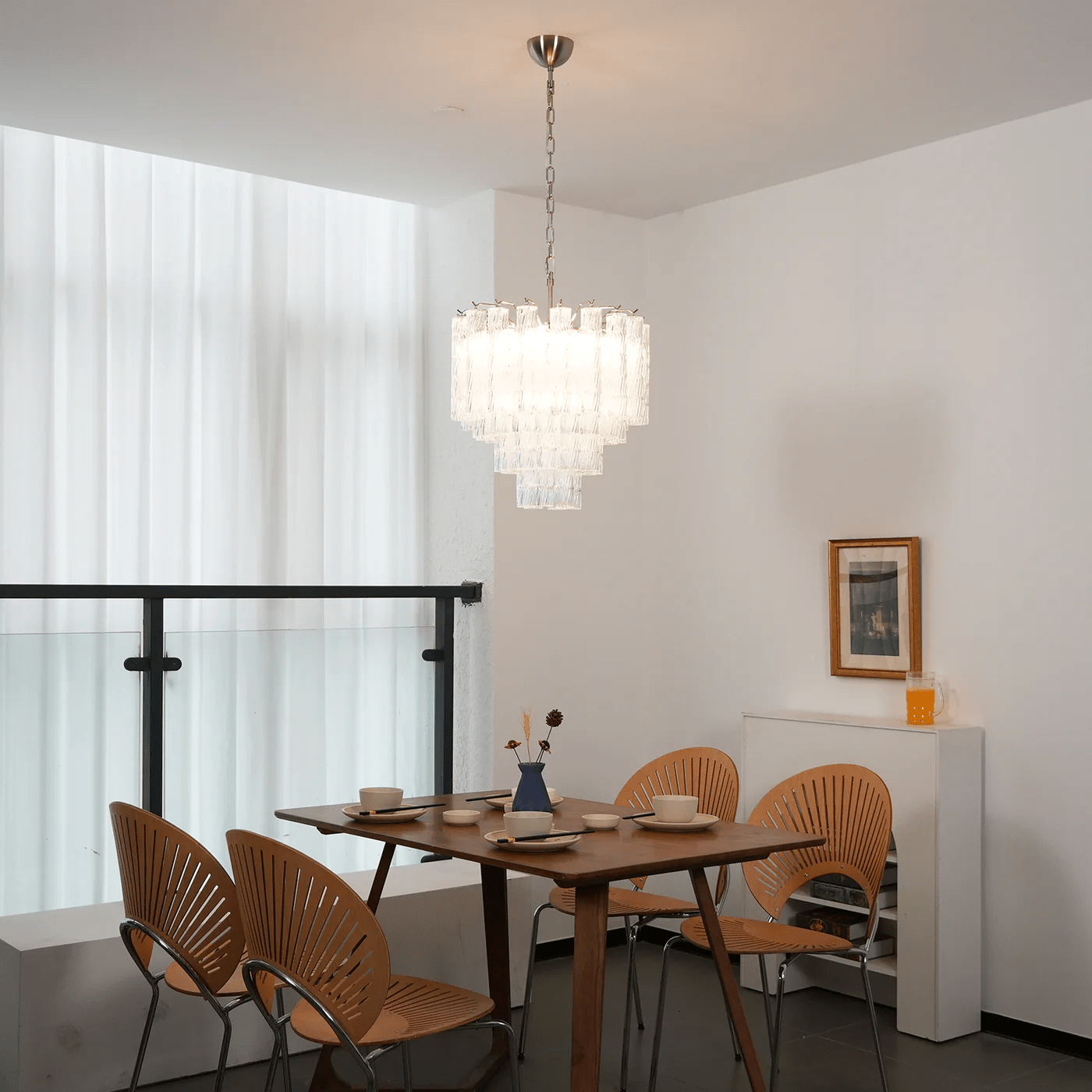 Aurora Chandelier Murano Glass Tiered Cascading Waves - Blowlighting