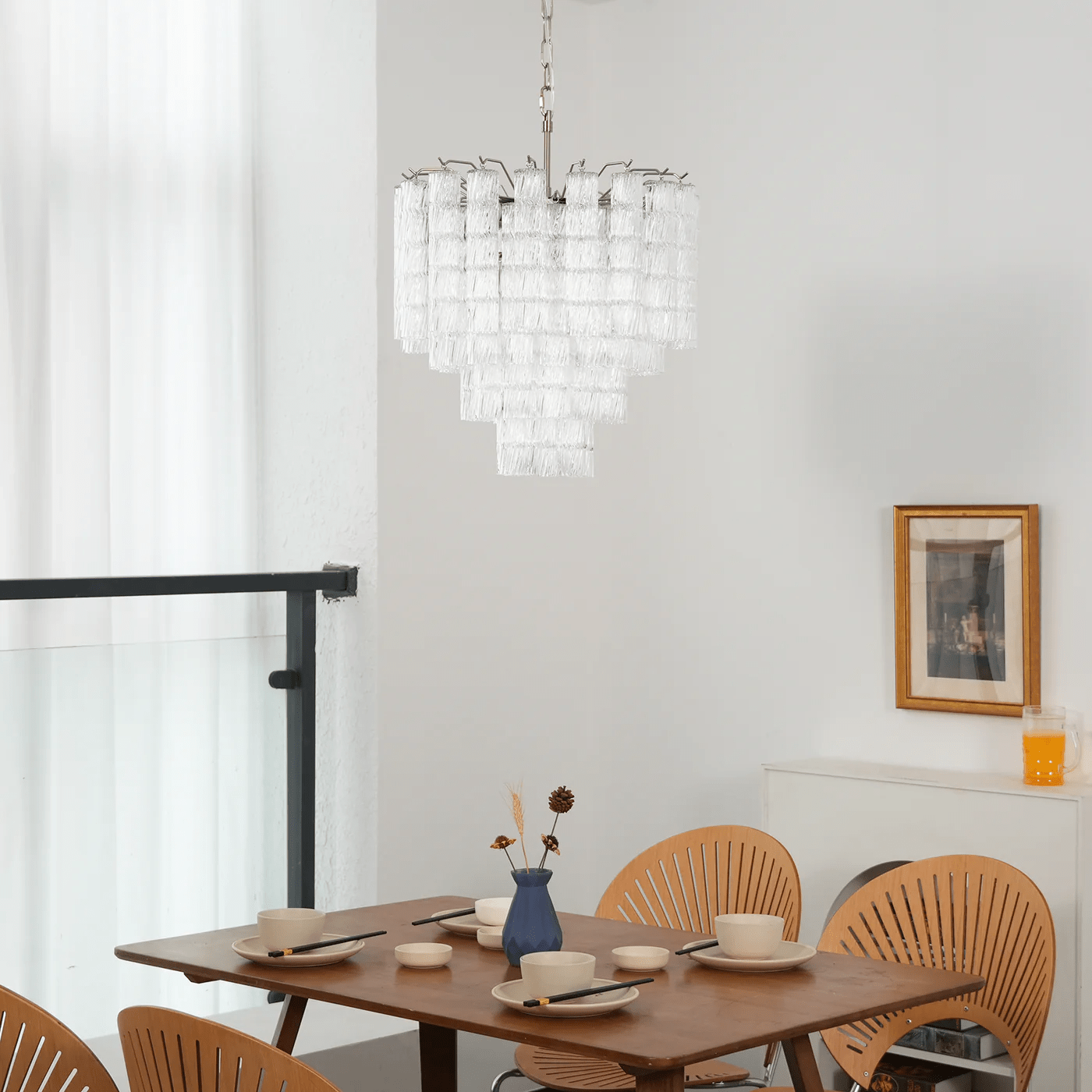 Aurora Chandelier Murano Glass Tiered Cascading Waves - Blowlighting