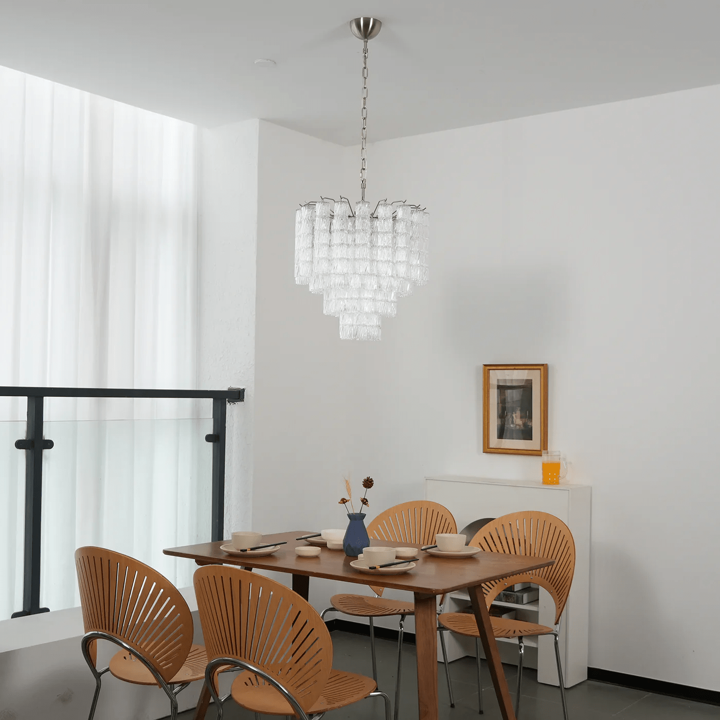 Aurora Chandelier Murano Glass Tiered Cascading Waves - Blowlighting