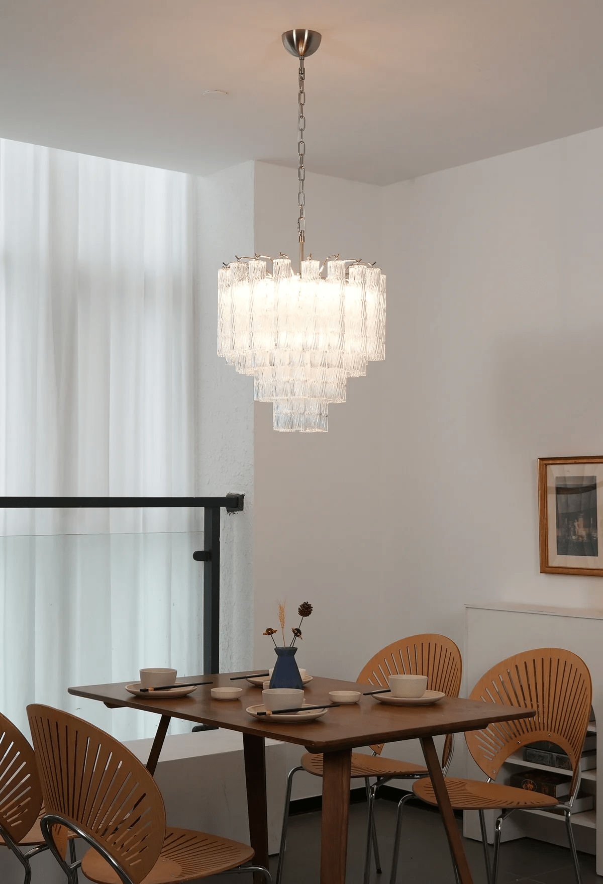 Aurora Chandelier Murano Glass Tiered Cascading Waves - Blowlighting