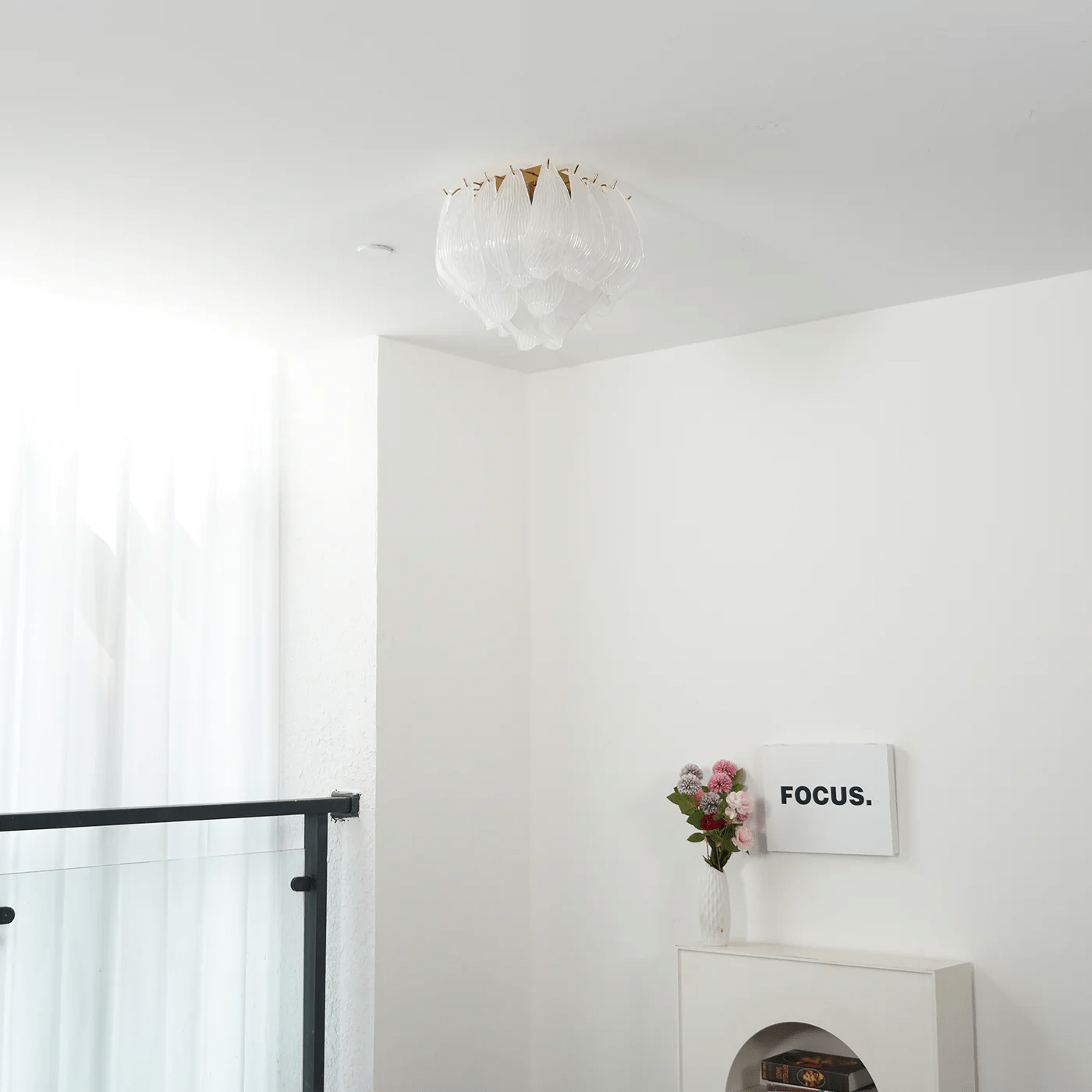 Aurora Ceiling Lamp Murano Petal Hand-Blown Glass Flushmount - Blowlighting