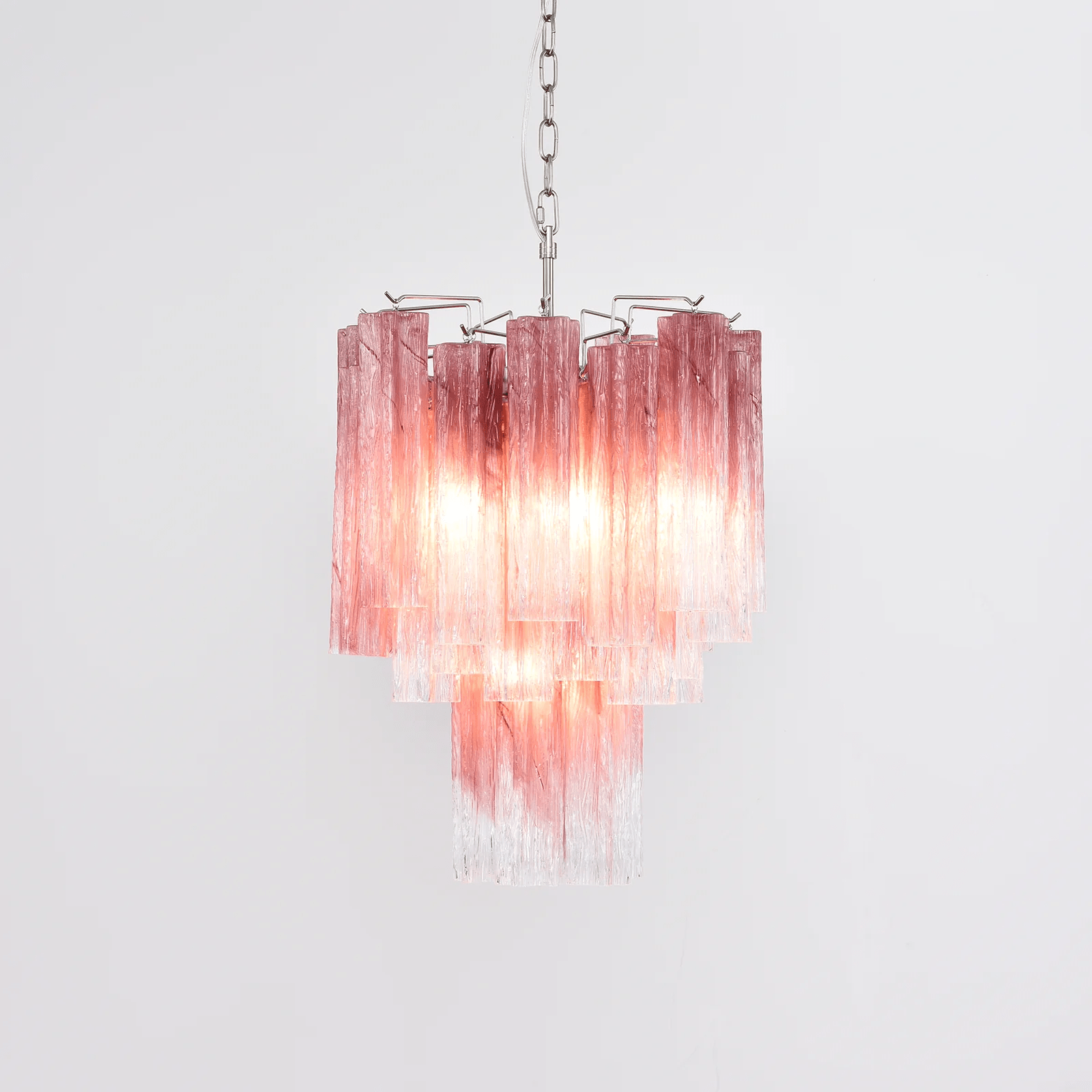Aurora Chandelier Rose Gradient Murano Glass Tiered - Blowlighting