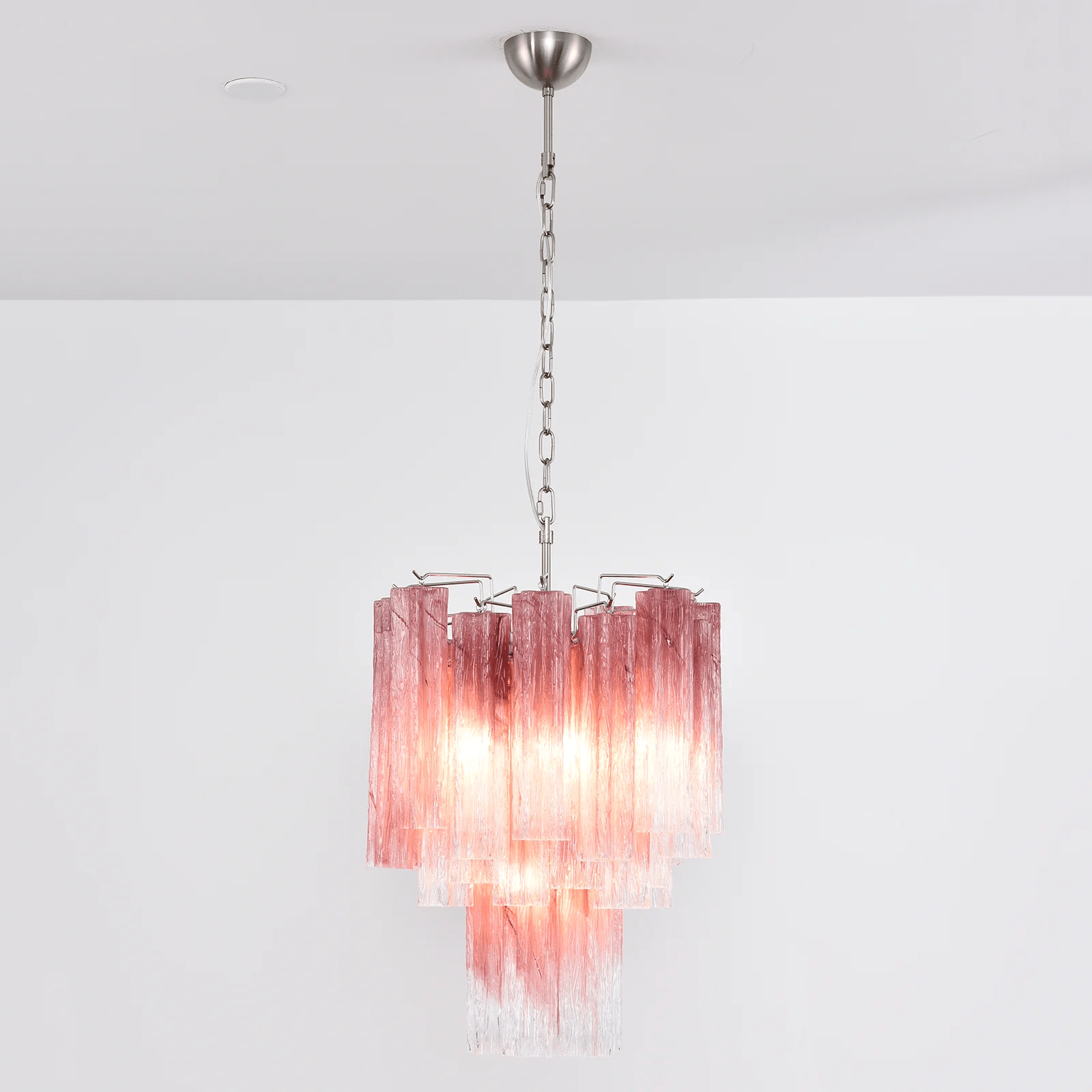 Aurora Chandelier Rose Gradient Murano Glass Tiered - Blowlighting