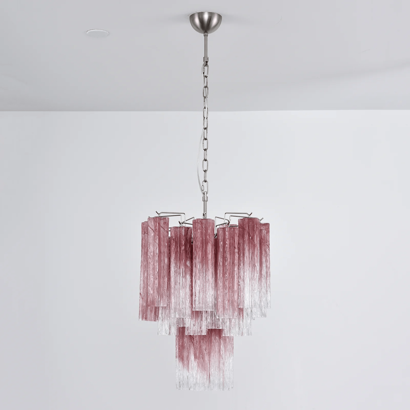 Aurora Chandelier Rose Gradient Murano Glass Tiered - Blowlighting
