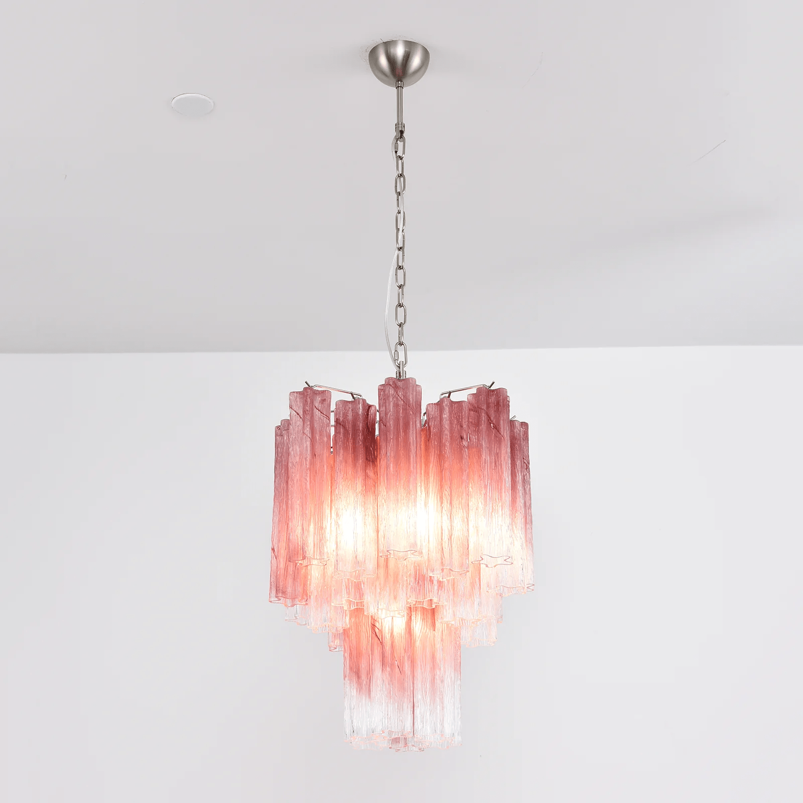 Aurora Chandelier Rose Gradient Murano Glass Tiered - Blowlighting