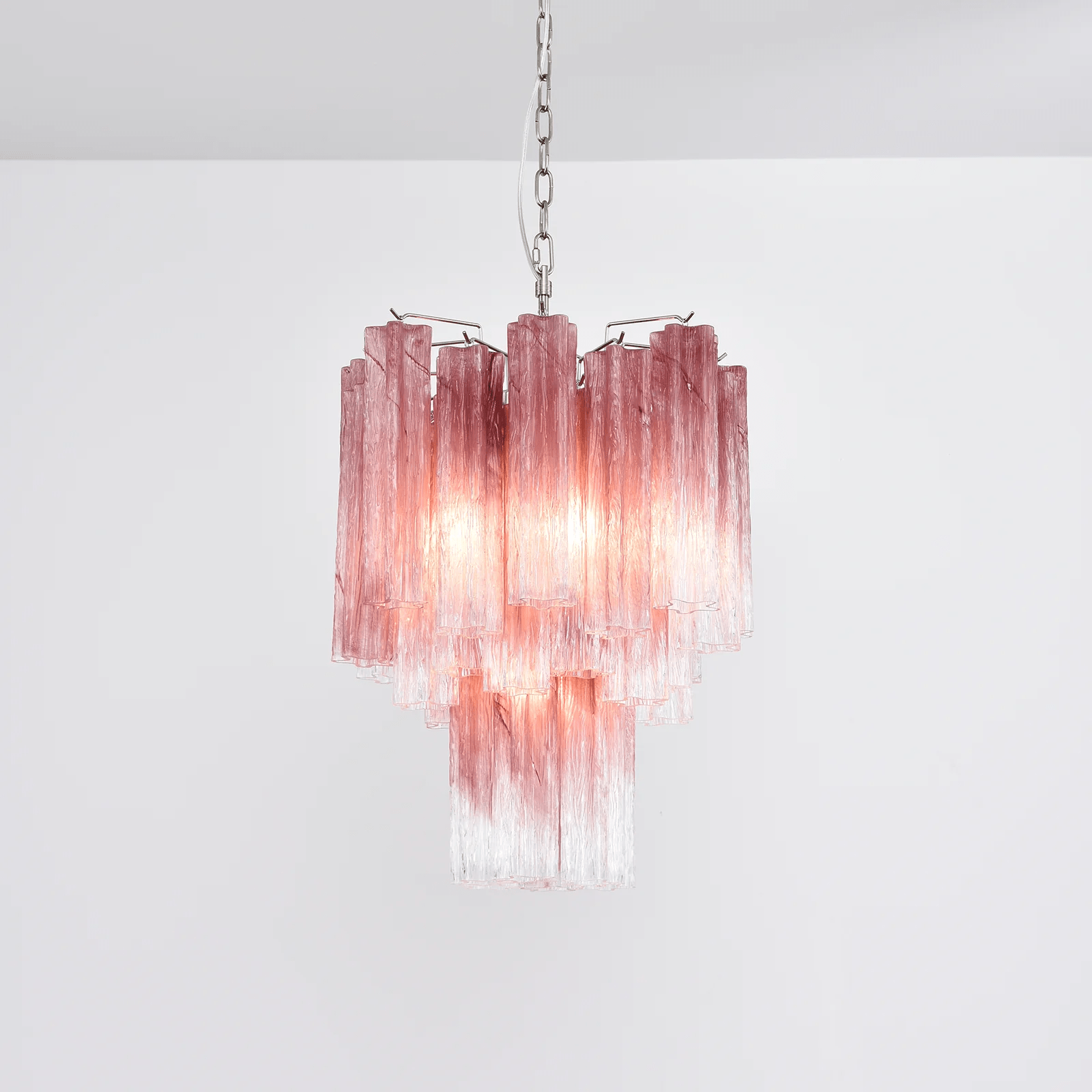 Aurora Chandelier Rose Gradient Murano Glass Tiered - Blowlighting