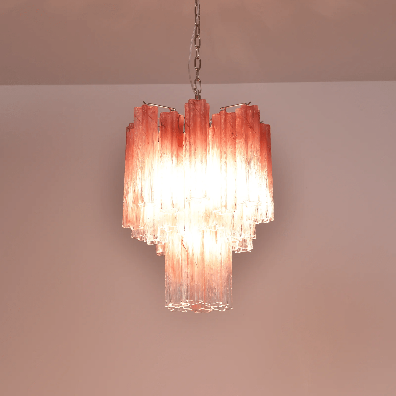 Aurora Chandelier Rose Gradient Murano Glass Tiered - Blowlighting