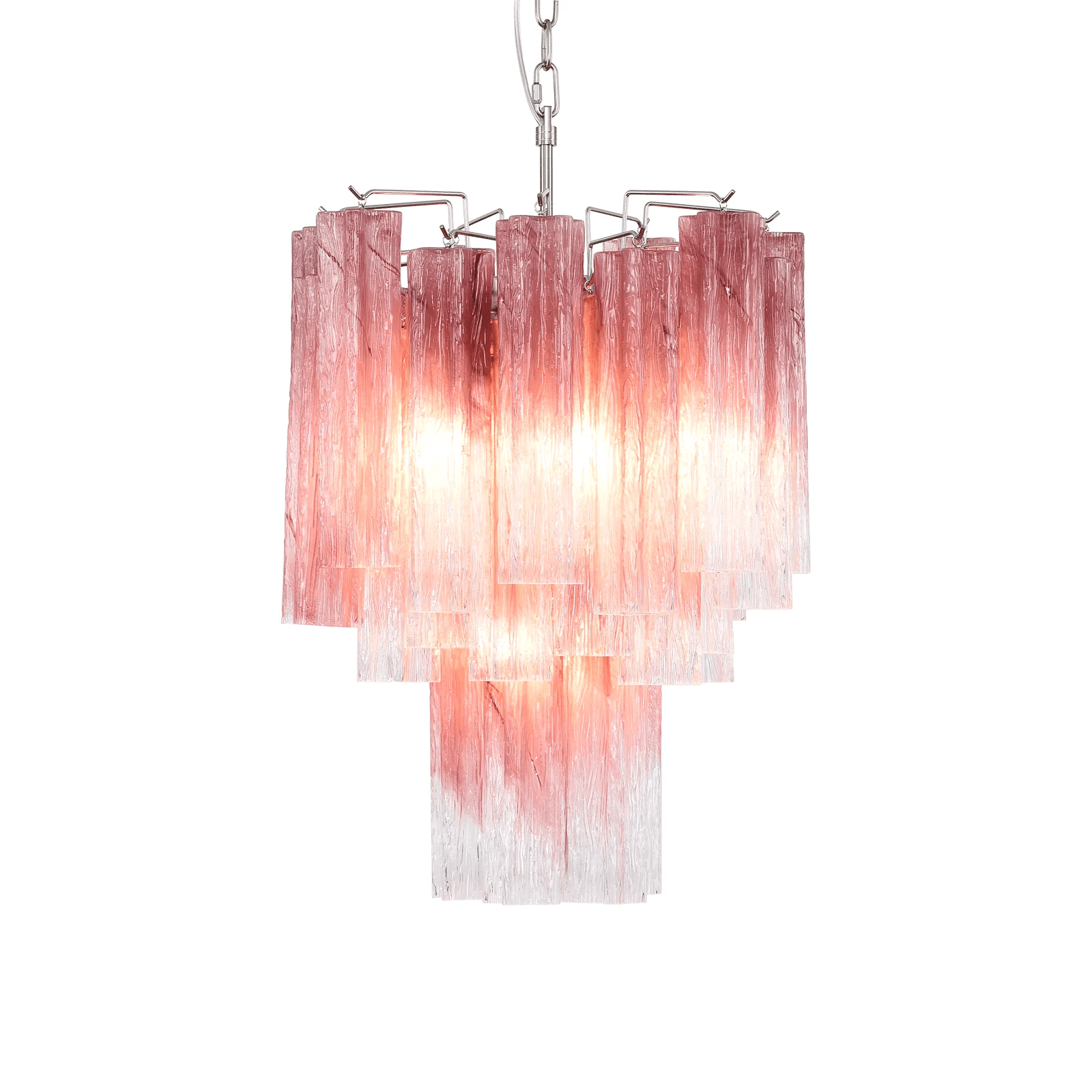 Aurora Chandelier Rose Gradient Murano Glass Tiered - Blowlighting
