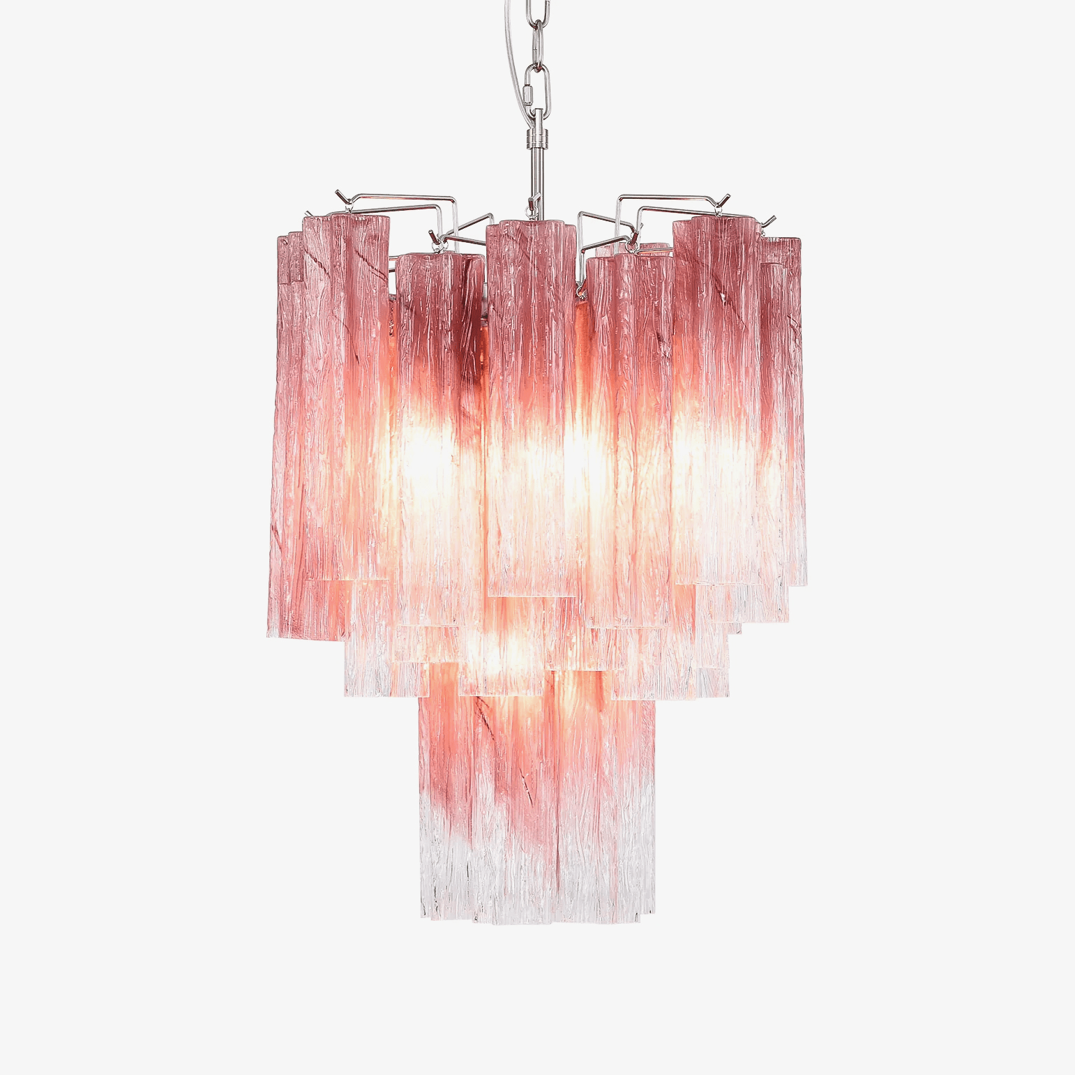 Aurora Chandelier Rose Gradient Murano Glass Tiered - Blowlighting