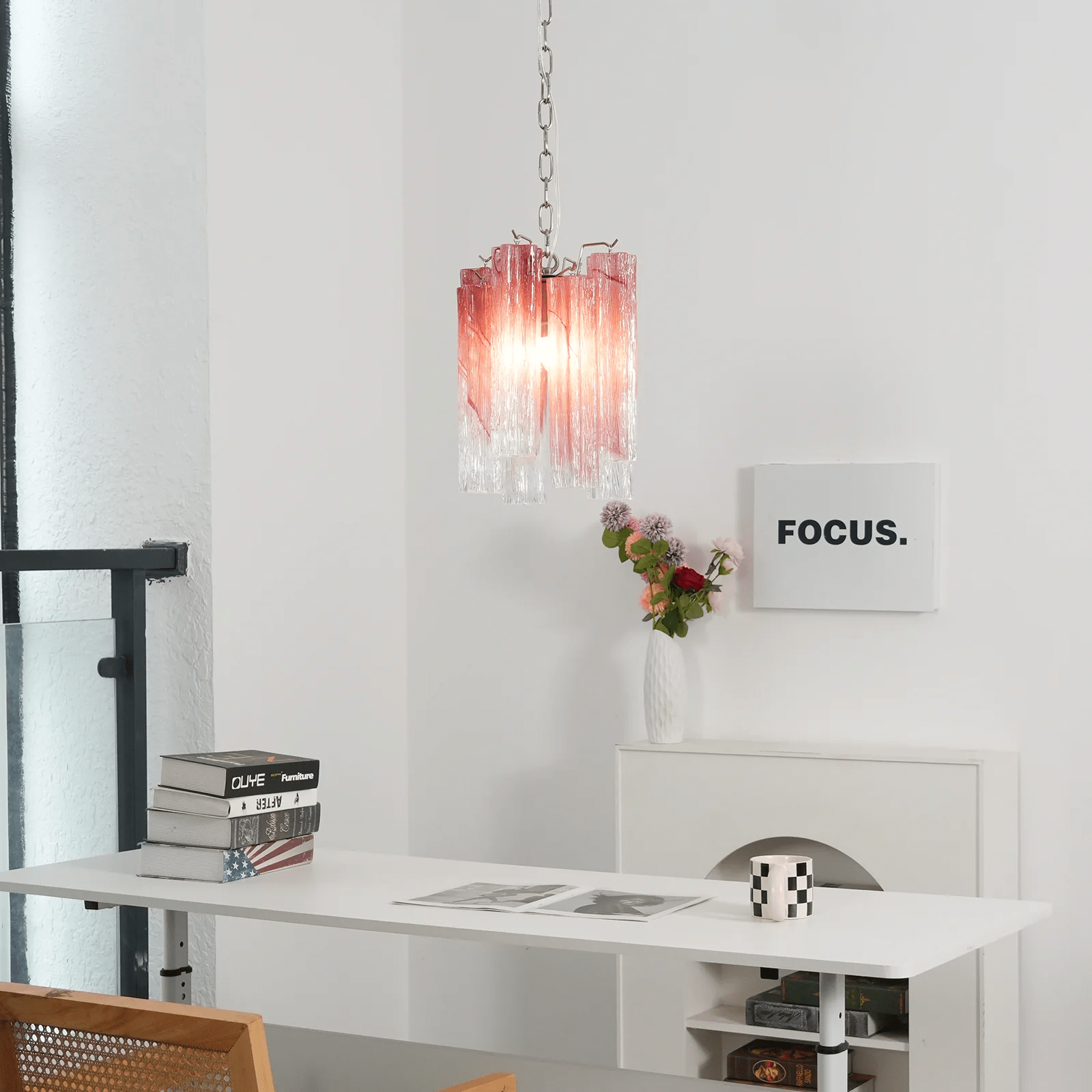 Aurora Chandelier Pink Gradient Murano Glass - Blowlighting
