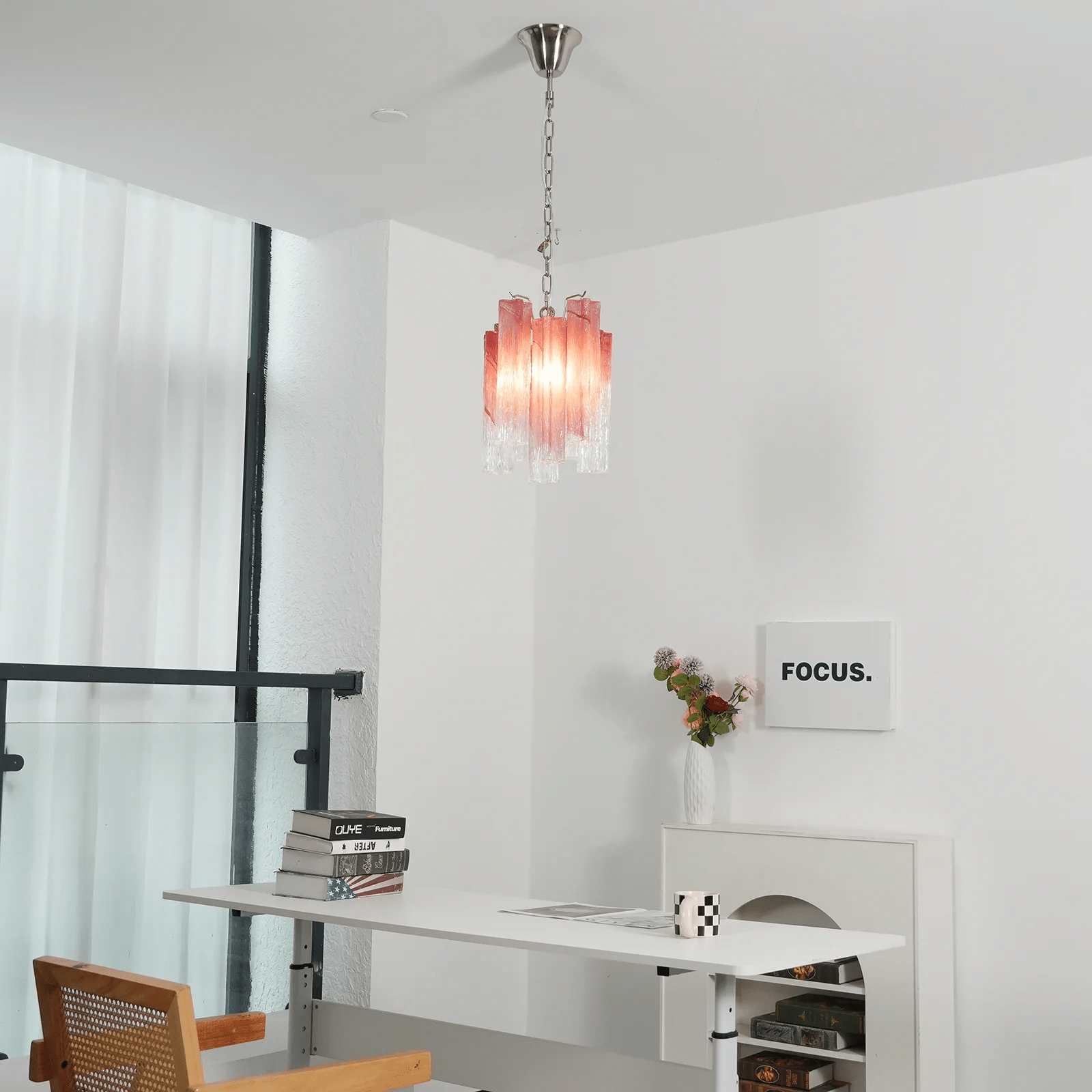 Aurora Chandelier Pink Gradient Murano Glass - Blowlighting