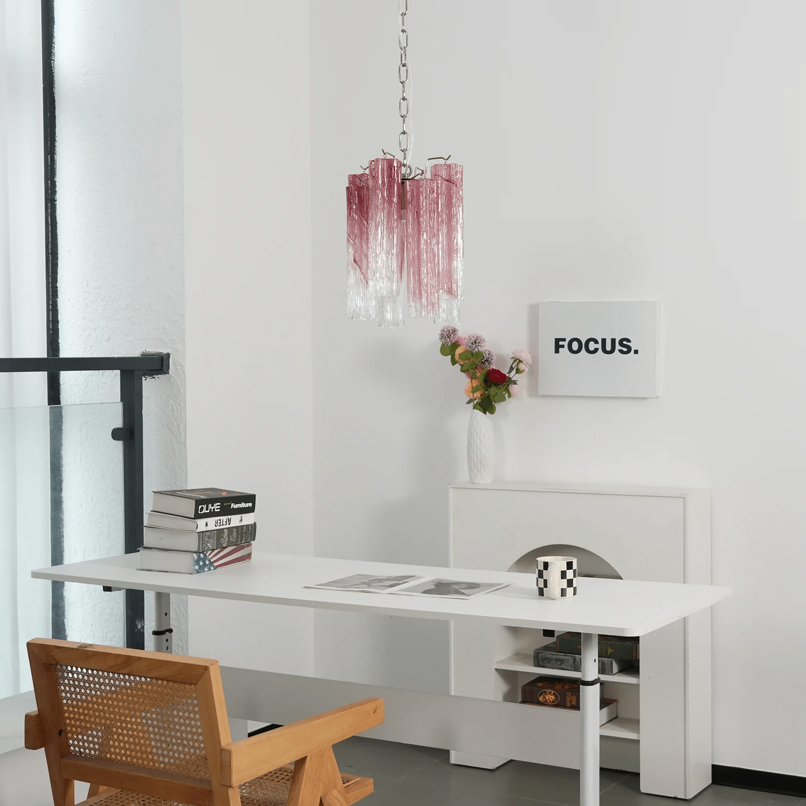 Aurora Chandelier Pink Gradient Murano Glass - Blowlighting