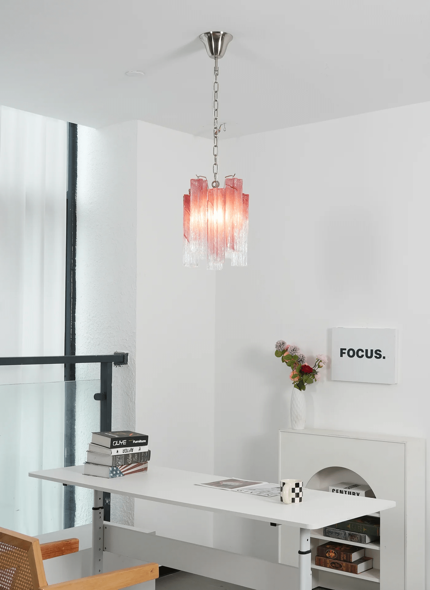Aurora Chandelier Pink Gradient Murano Glass - Blowlighting