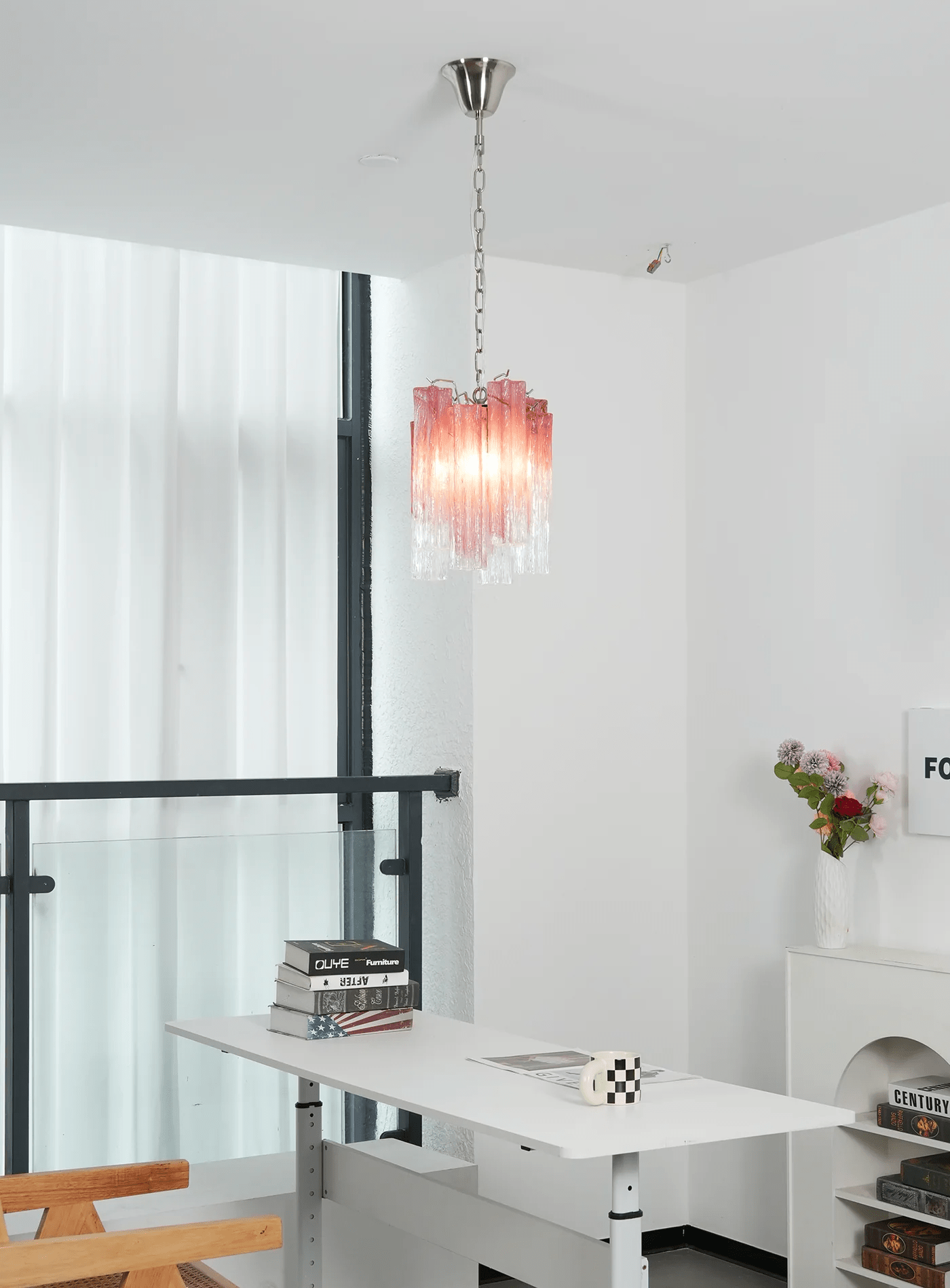 Aurora Chandelier Pink Gradient Murano Glass - Blowlighting