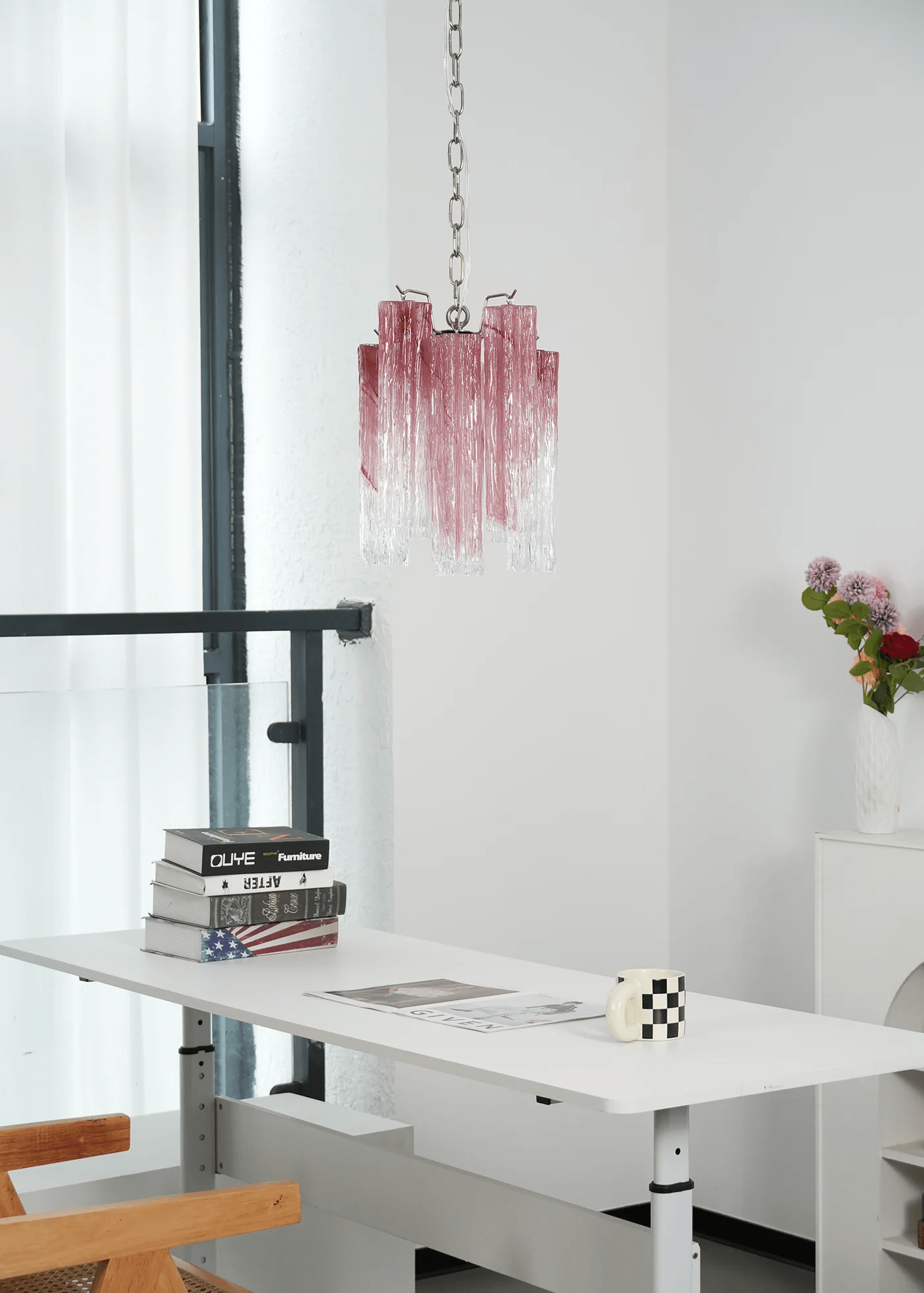 Aurora Chandelier Pink Gradient Murano Glass - Blowlighting